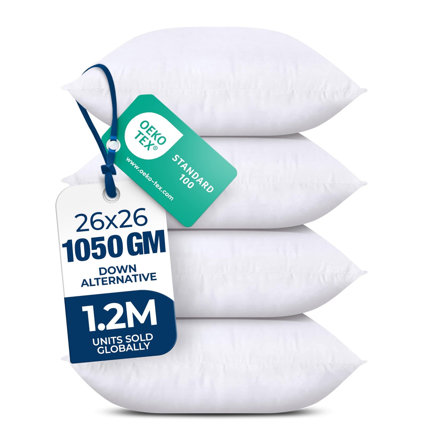 Utopia Bedding Throw Pillows Insert (Pack of 4, White) - 26 x 26 Inches Bed and Couch Pillows - Indoor Decorative Pillow