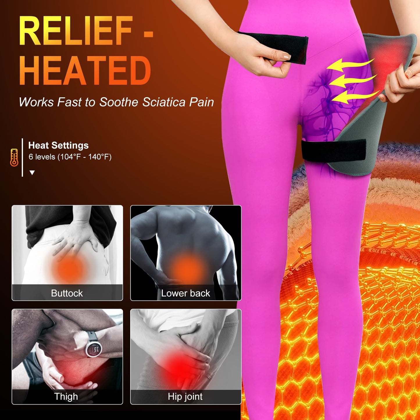 Koviti Hip Heating Pad for Sciatica Pain Relief - Heated Hip Support Brace Electric Heat Pad for Lower Back Thigh Buttock Birthday Gifts Hot Physical Therapy for Women Men Mom