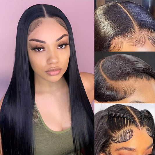 20 Inch Straight Lace Front Wigs Human Hair Pre Plucked 180% Density Glueless Wigs Human Hair 13x4 HD Transparent Human Hair Lace Frontal Natural Hairline Brazilian Virgin Hair for Women Natural