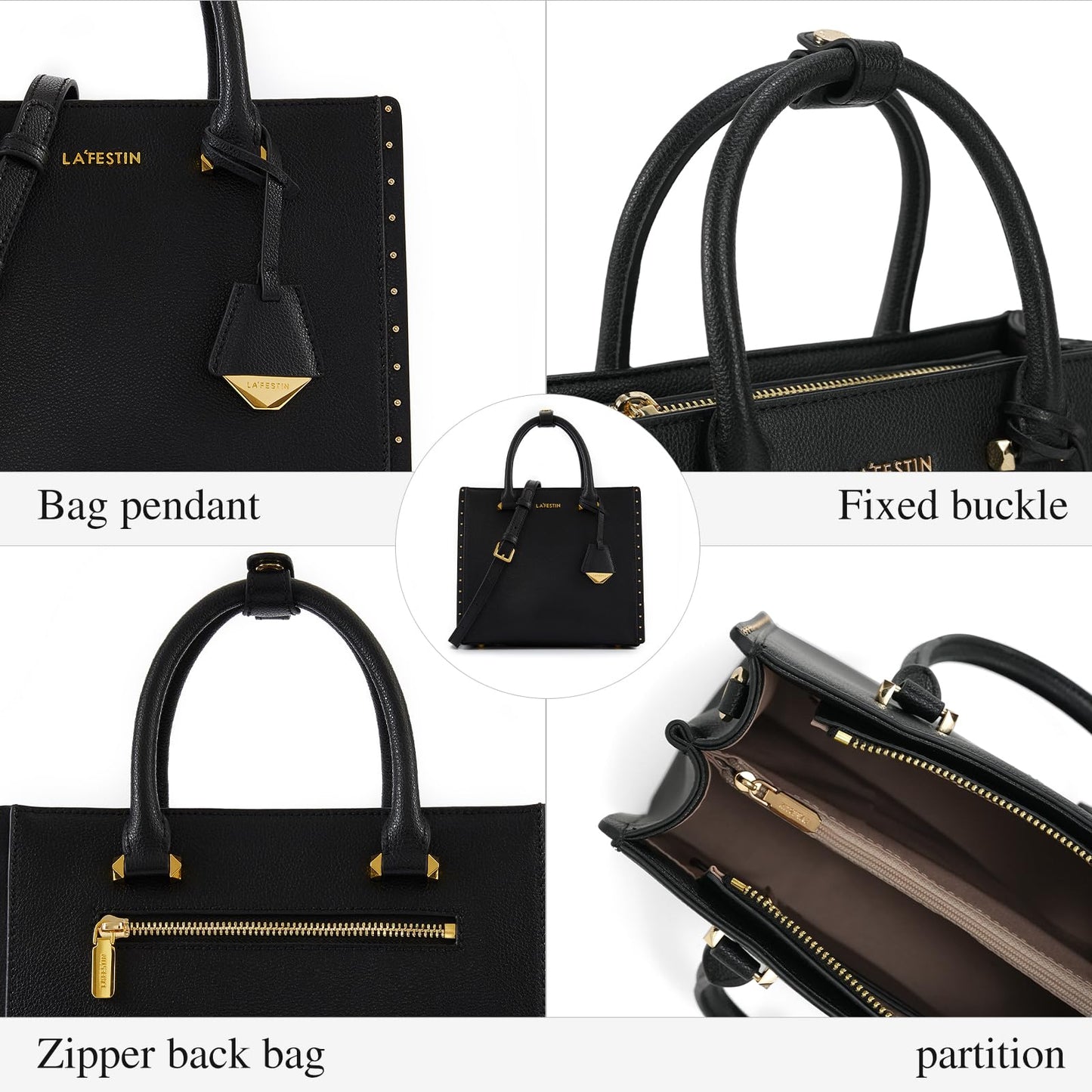 LA FESTIN Top Handle Bag Work Laptop Tote and Satchel Purse Women's Crossbody Handbags with Strap