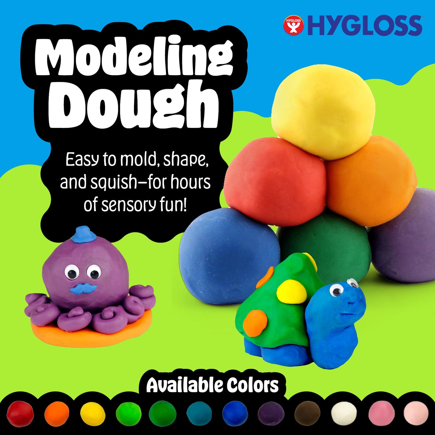Hygloss Play Dough, 2-Pack Red and Green Modeling Dough Set, Non-Toxic Modelling Compound for Arts & Crafts, Learn & Play, 3-lb. Red and 3-lb. Green, 6 Pounds Total