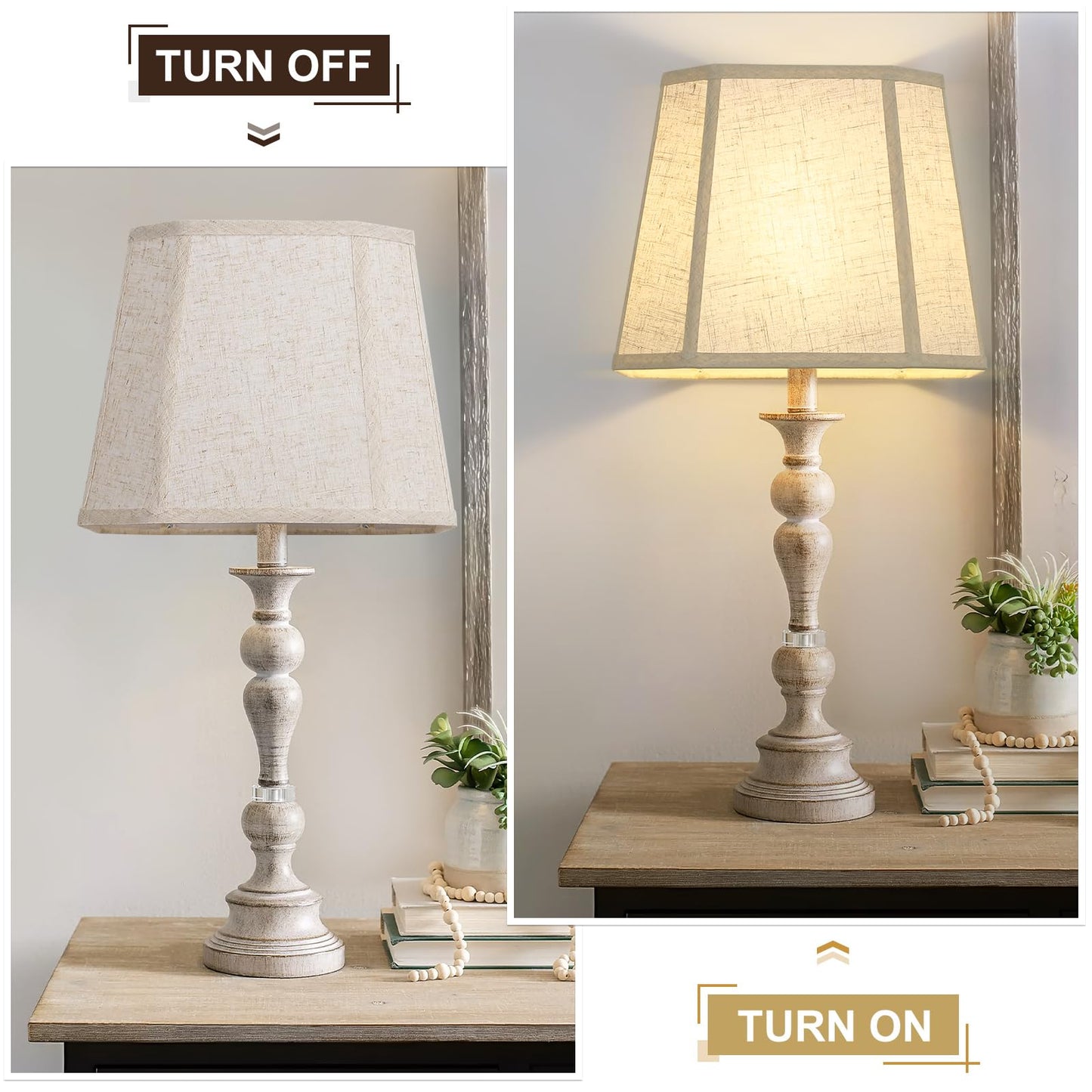 Rectangle Lamp Shades Set of 2, 10.5" x 10"x 13" Medium Cut Corner Beige Lampshades Natural Linen Hand Crafted, Include 2 Pack Lamp Harps, Suitable for E26 Base and Saddle Base, Easy Assembly Required
