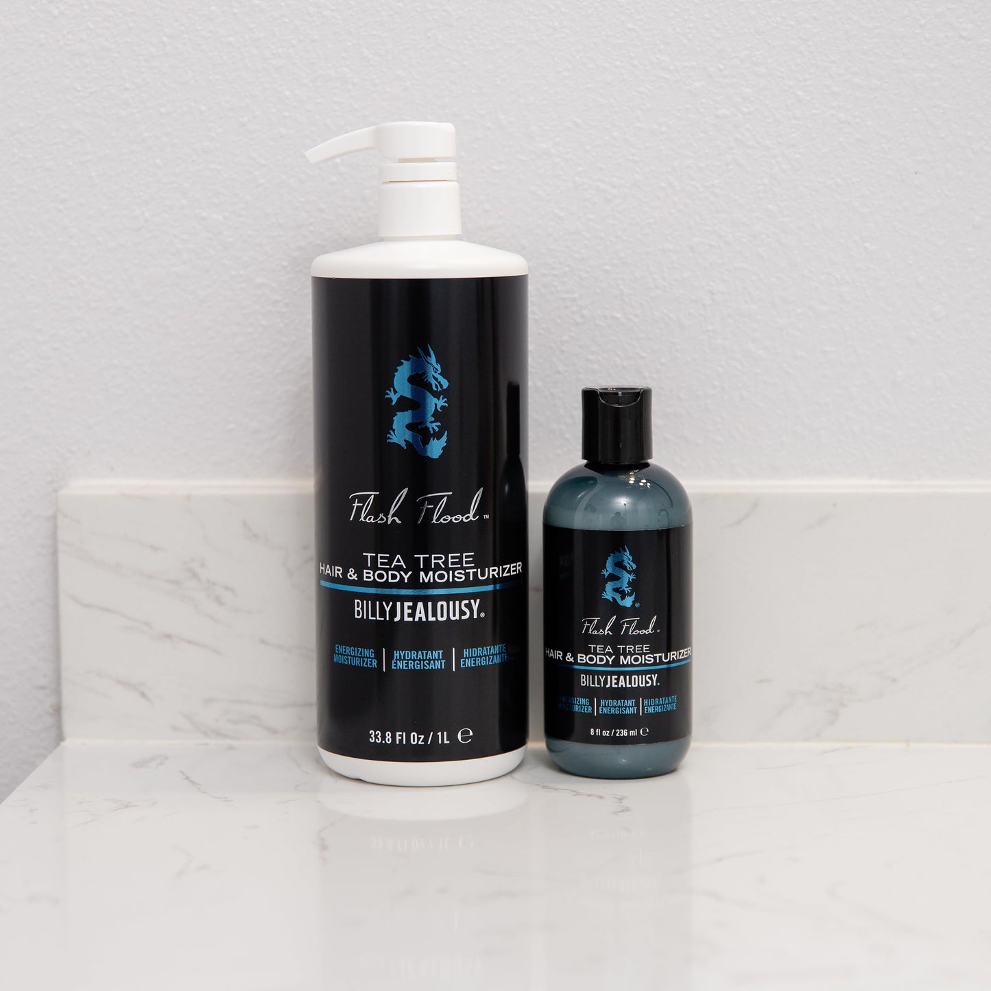 Billy Jealousy Flash Flood Tea Tree Hair & Body Moisturizer Ideal for All Hair & Skin Types with Tea Tree, Lavender and Peppermint, 33.8 Fl Oz