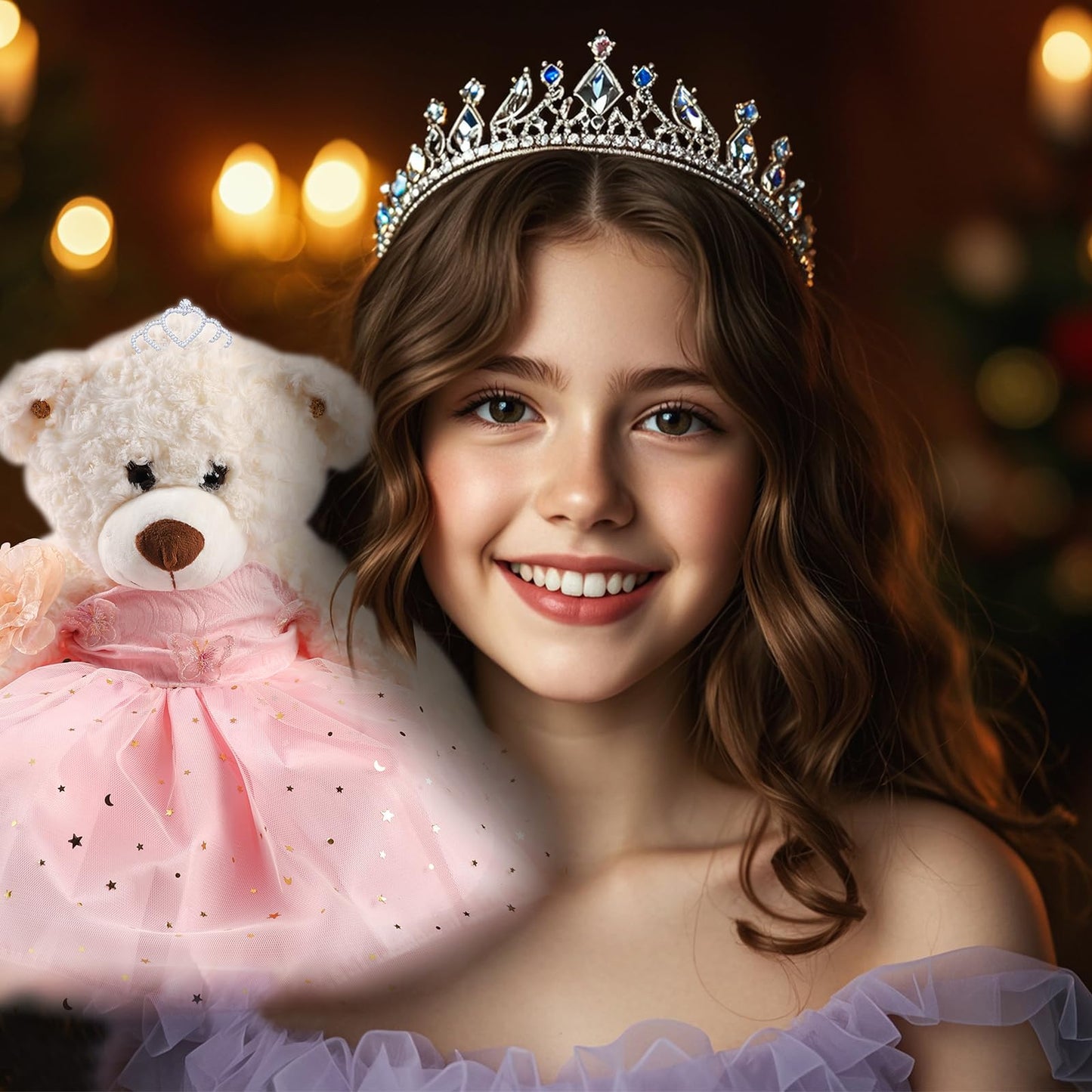 Cisina Quinceanera Doll Quince Teddy Bear with Dress,Quinceanera Decorations for Girls Gifts,OSO De Peluche para 15 Años Con Vestido,Centro De Mesa Muñecas para 15 Años Quinceañeras-Pink