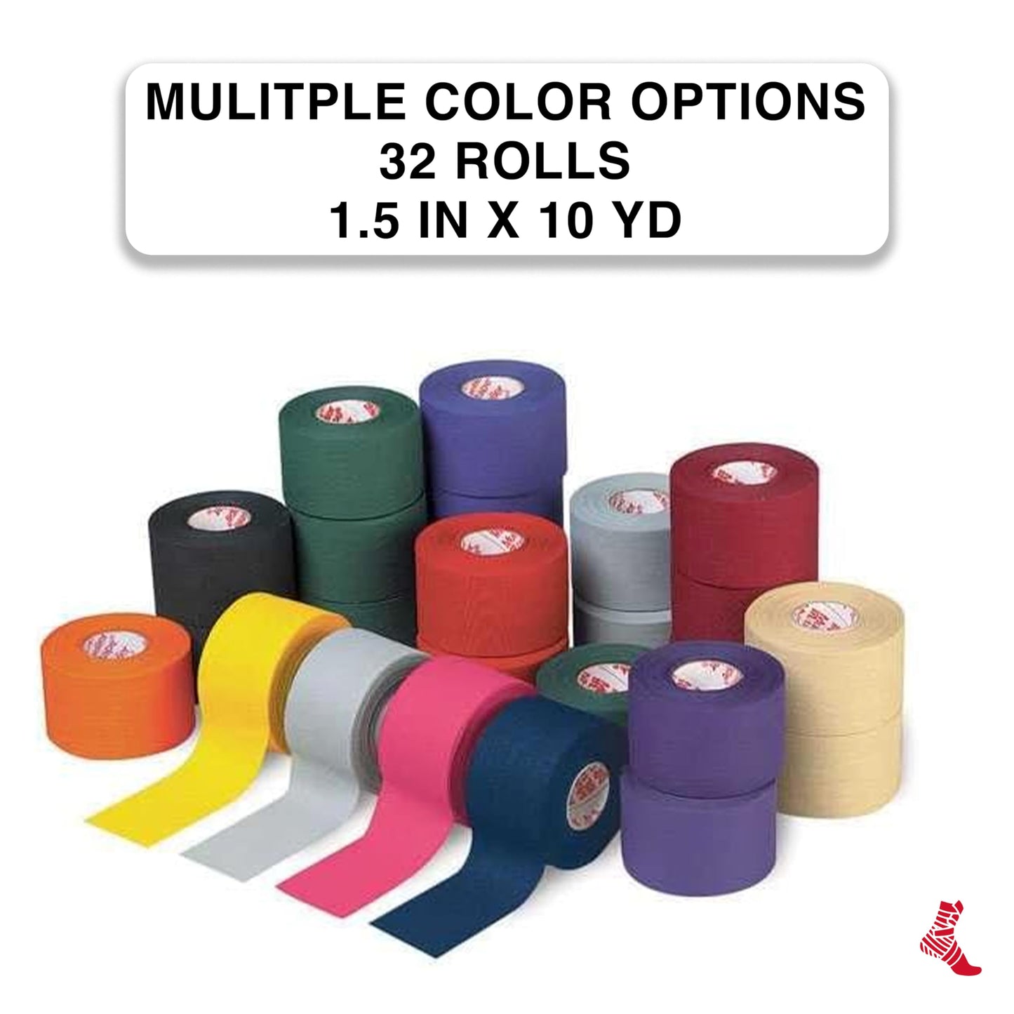 MUELLER Sports Medicine MTape Rolls Team Pack, Quality Athletic Tape, Easy to Tear for Fast & Effective Taping, 1.5" x 10 Yards Per Roll, 32 Rolls, White