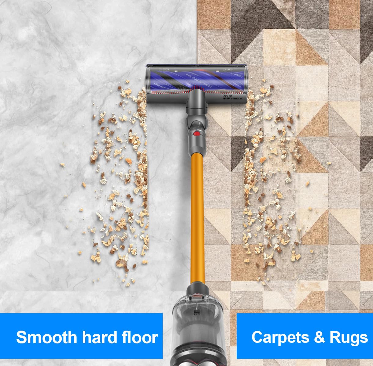 FUNTECK Motorbar Cleaner Head for Dyson V12 (Not for SV12) Detect Slim & V9 Motorbar, Anti-Tangle Vacuum Brush Attachment for SV20 SV30, Ideal for Carpets Rugs and Smooth Hard Floors