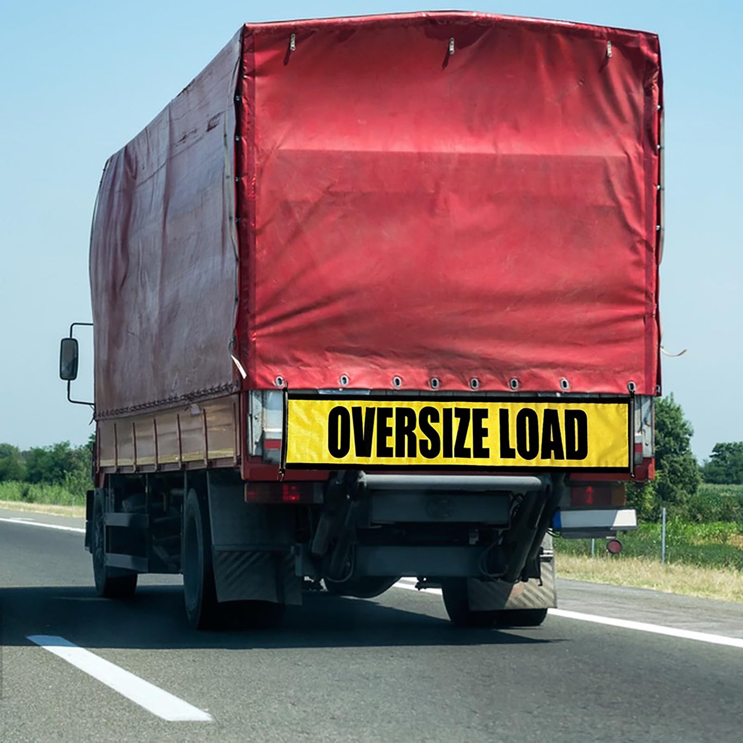 Oversize Load Signs for Trucks 18" x 84" Wide Load Banner with Heavy Duty with Bungee Cords for Escort Vehicles Car Truck 2 Pack Oversize Load Banner Warning Product