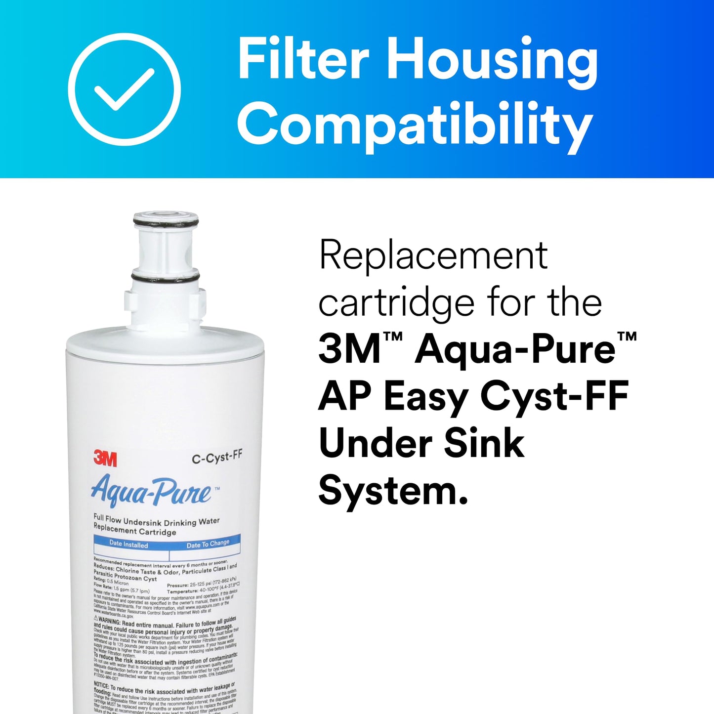 3M Aqua-Pure Under Sink Full Flow Replacement Cartridge AP Easy C-Cyst-FF, for use with AP Easy Cyst-FF System