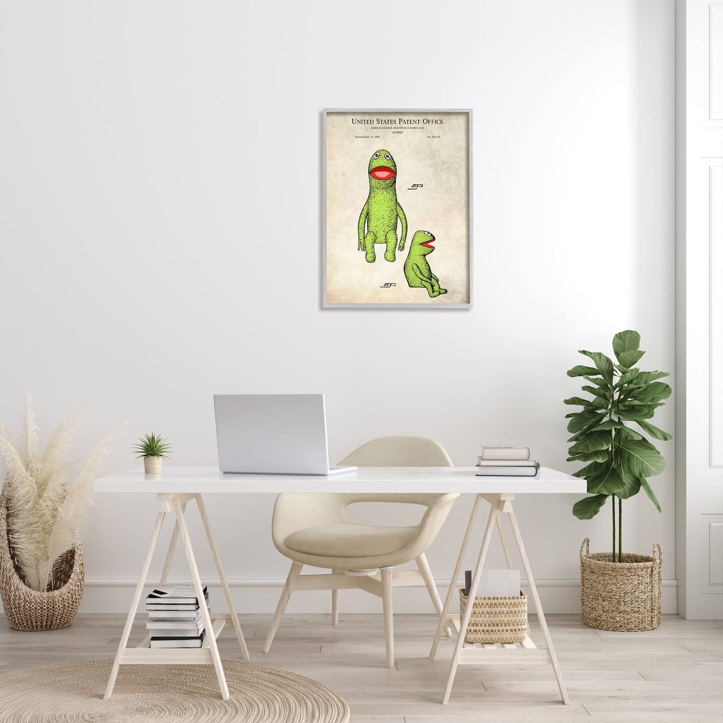 Stupell Industries Vintage Frog Character Puppet Framed Wall Art, Design by Karl Hronek