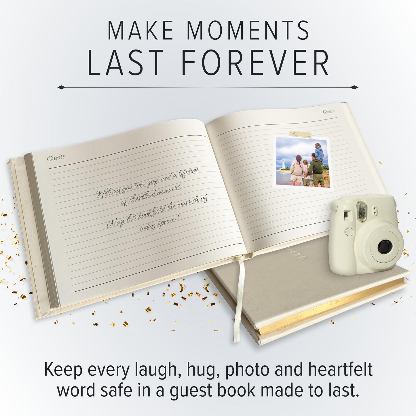 Gallery Leather Guest Book - Great for Wedding, Reception, Baby and Bridal Shower, Birthday Party and Vacation Home - 192 Lined Pages to Sign in, add Polaroid Photo - Hardcover 9x7" - Acadia Navy