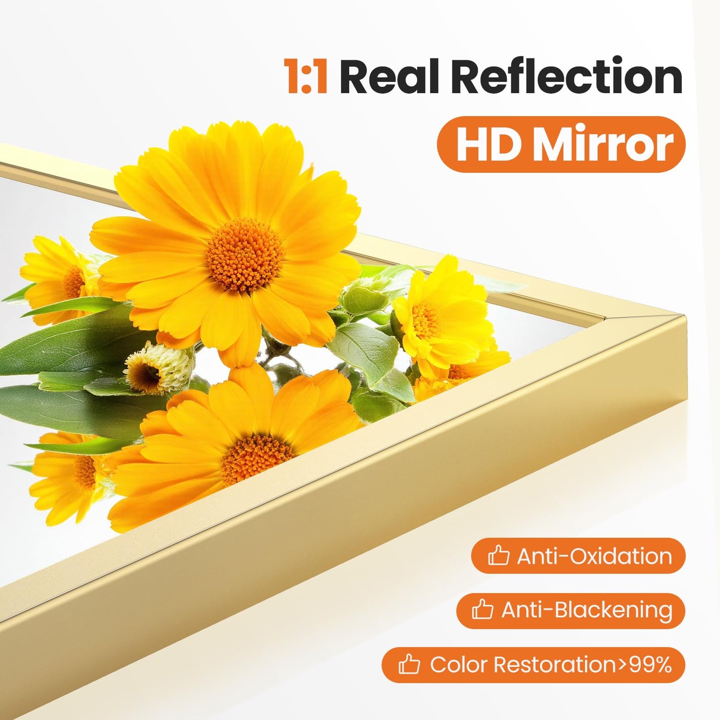 Sweetcrispy 26.5"x38" Arched Gold Bathroom Mirrors for Wall, Bathroom Mirrors for Over Sink, Metal Framed with HD Shatter-Proof Glass for Entryway, Living Room, Bedroom, Home Decor