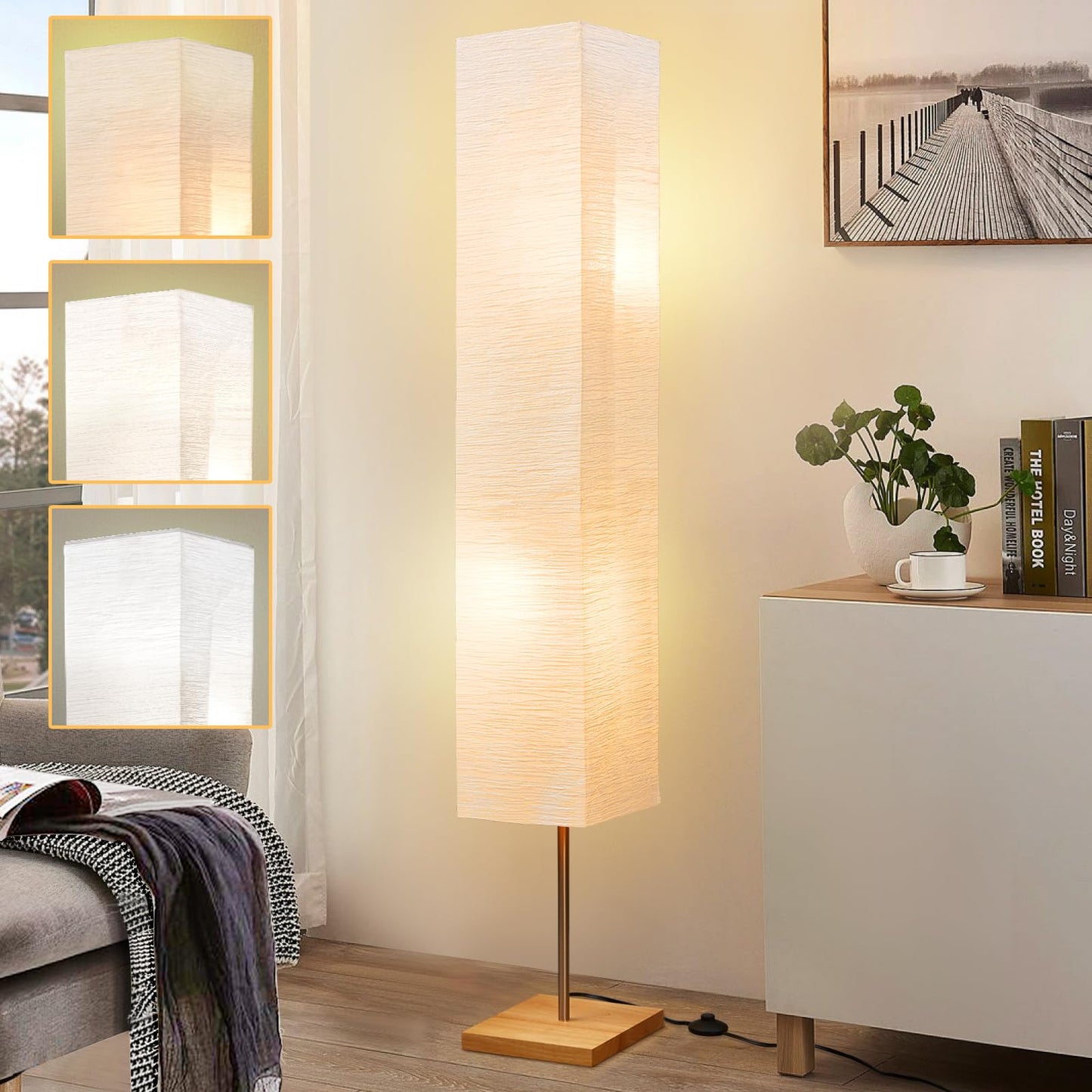 GyroVu 65" Floor Lamp for Living Room, 3 Way Dimmable Standing Lamp for Bedroom, Corner Floor Lamp for Office& Living Room(Bulbs Included)