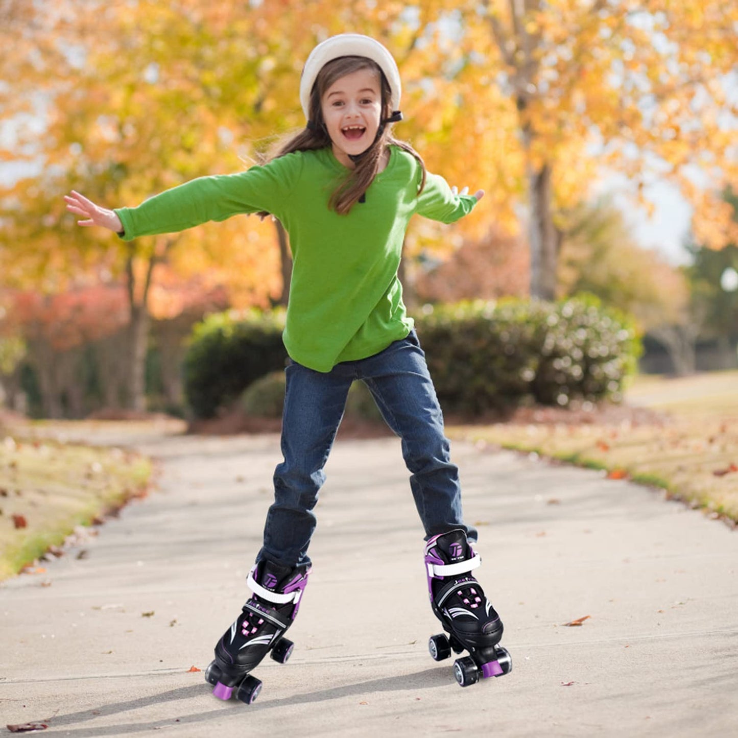 Rainbow Unicorn 4 Size Adjustable Light up Roller Skates for Girls Boys for Kids，All 8 Wheels of Girl's Skates Shine,Safe and Fun for Kids