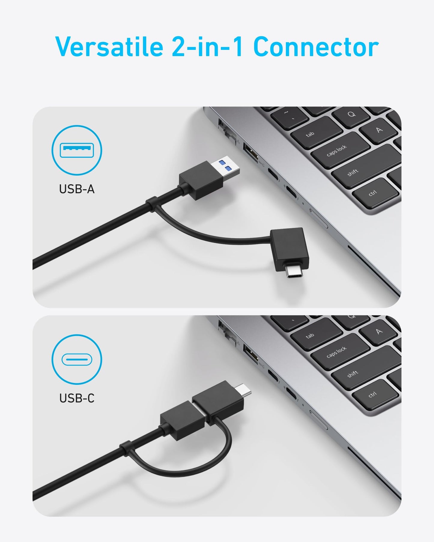 Anker USB 3.0 Switch, Easy One-Click Device Switching for 2 Laptops or Desktops, 3 USB-A Ports, 5Gbps Data Transfer, Compatible with Windows, macOS, Linux