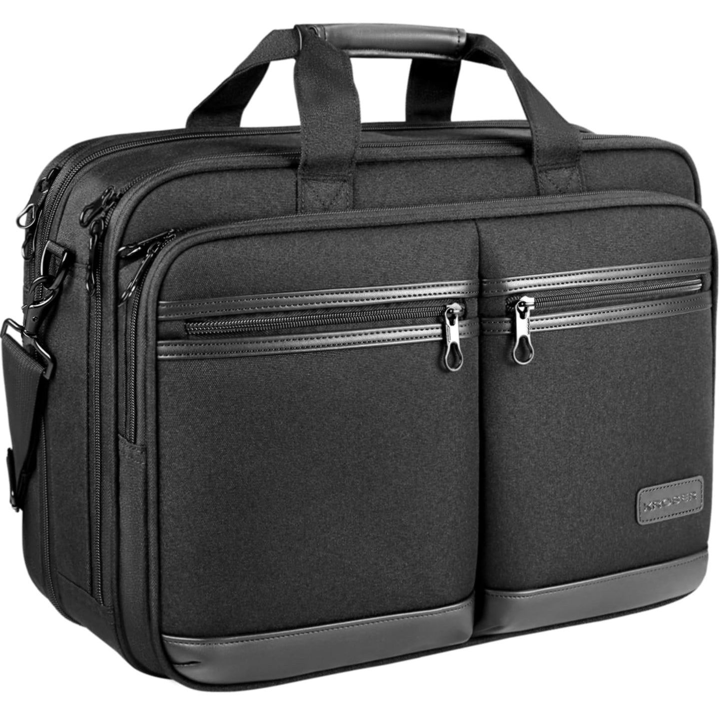 KROSER Laptop Bag Stylish Laptop Briefcase Fits Up to 17.3 Inch Expandable Water-Repellent Shoulder Messenger Bag Computer Bag with RFID Pockets for Business/Travel/College/Men/Women-Black