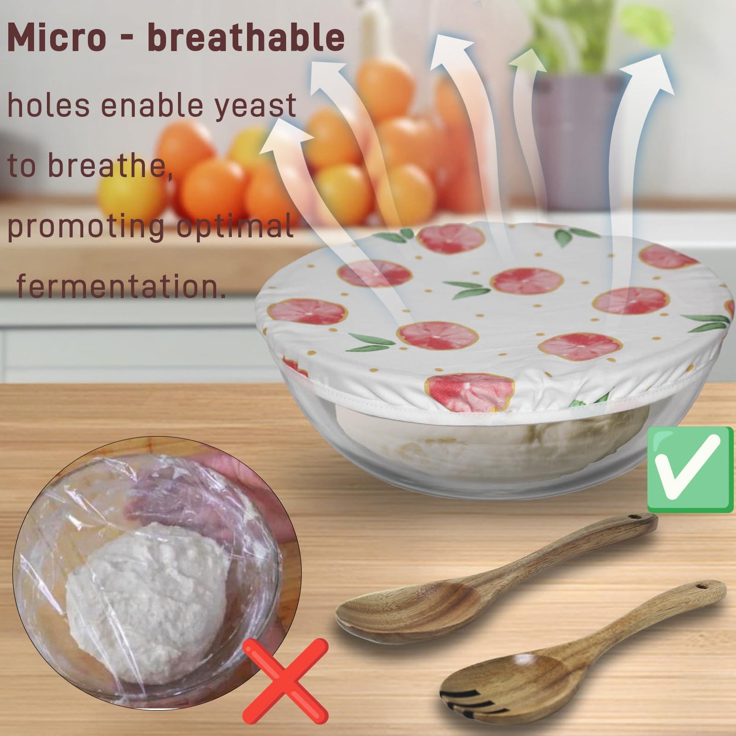 Ronanemon 6.5Quart Large Glass Bowl with Lid for Sourdough Bread Making, 12.3 Inch Clear Glass Salad Cooking Bowls for Kitchen Salad Bread Storage, For Prepping, Marinating & Brining Kimch