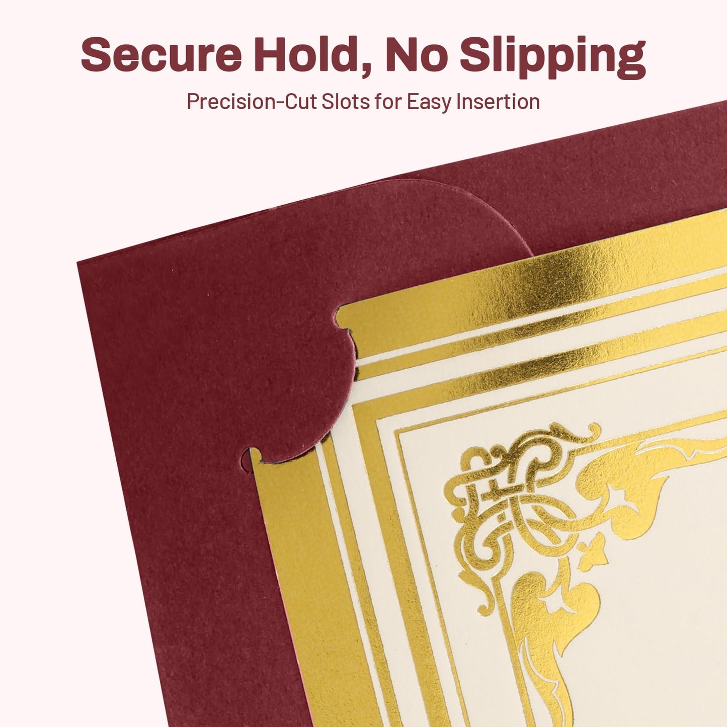 SUNEE Certificate Holders(Burgundy, 50 Packs), Diploma Covers Gold Foil Border, for Letter Size 8.5x11 Certificates, Cardstock, Document Papers