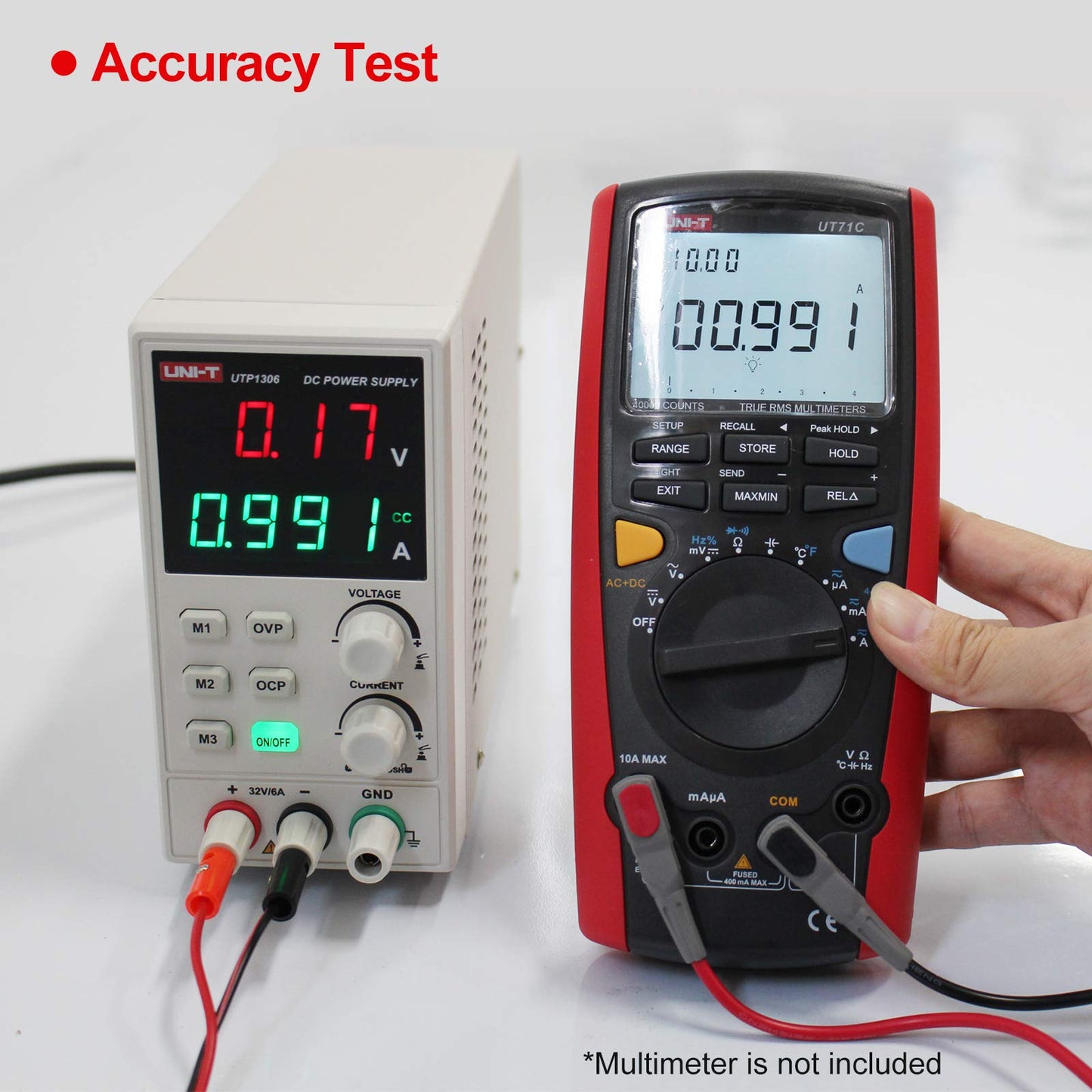 UNI-T DC Power Supply Variable Adjustable Bench Power Supply Switching Regulated 32V 6A OVP OCP OTP 4 Digits LED Display with Plug Adapter Power Cord Output Cables UTP1306