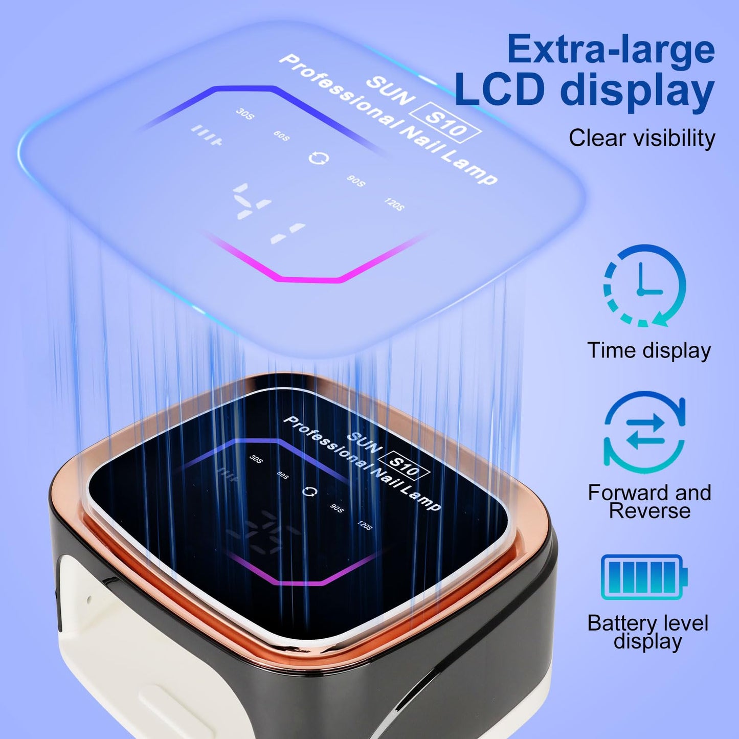 LimeGirl Cordless Nail Lamp for Gel X, Professional LED UV Nail Curing Lamp for Gel Nail Polish, Fast Nail Dryer with 4 Timers & Sensor, Rechargeable U V Lights for Gel Nails at Salon & Home (Black)