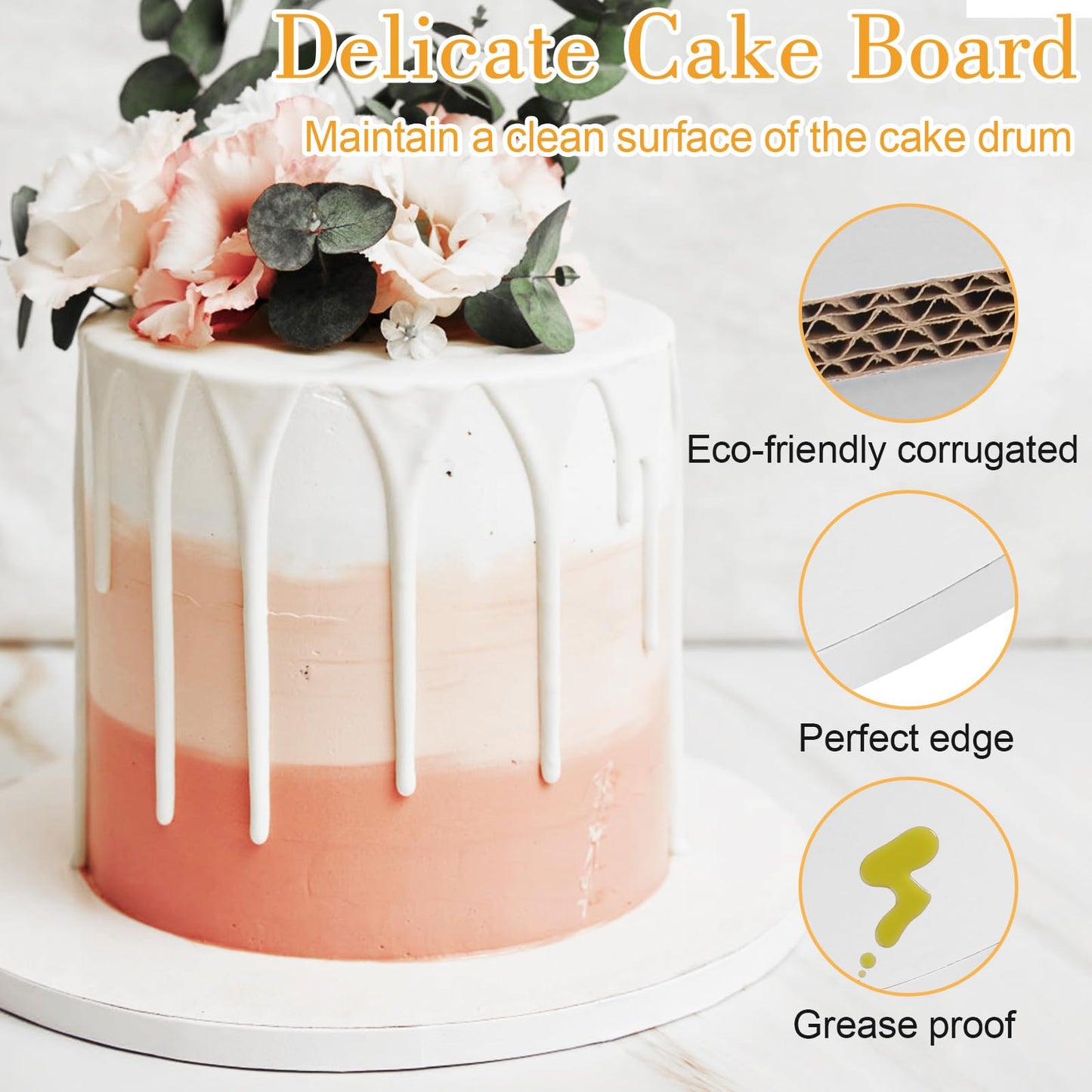 12 PCS Cake Drums 10 Inch, Cake Boards 10 Inch, 10 Inch Cake Drum, Cake Boards 10 Inch Round, Cake Drum 10 Inch Round, 1/2" Thick Cardboard, Sturdy Cake Base, Food Grade Cake Rounds, Base para Pastel