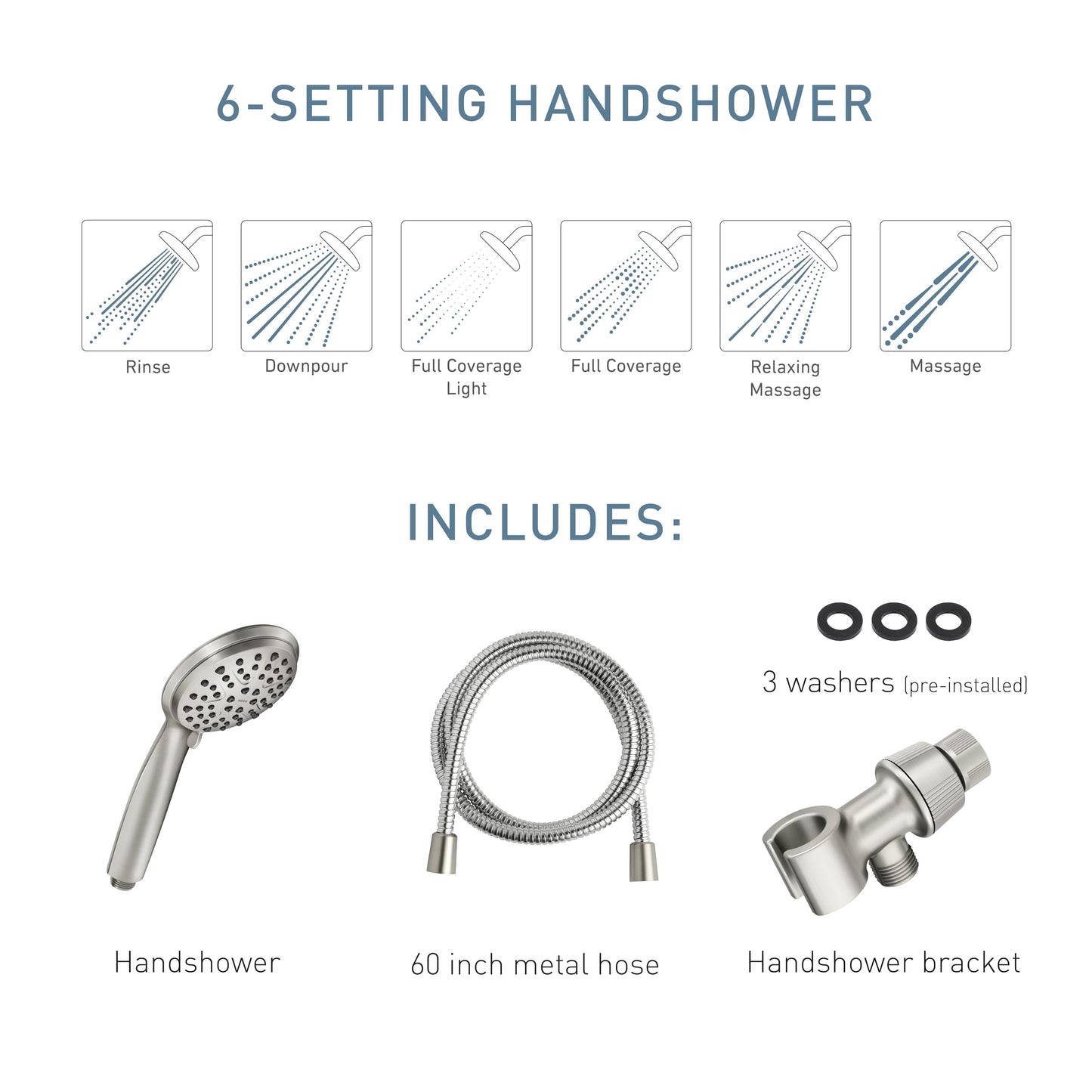 Moen Attune Shower Head with Handheld Sprayer, 6 Handheld Shower Head Spray Settings, Spot Resist Brushed Nickel Finish, 218H0SRN