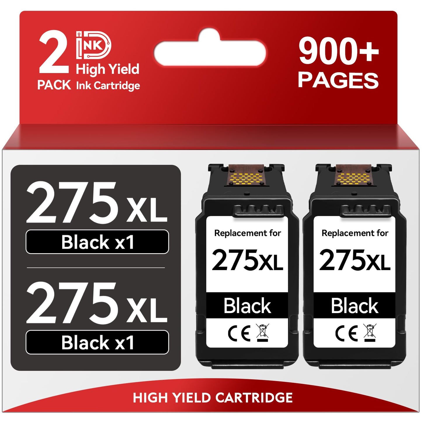Printer Ink PG-275XL for Canon PG-275 Black Ink Cartridge 275 XL Work for Canon Pixma TR4700 TR4720 TR4722 TS3520 TS3522 TS3500 Printer (2 Pack)