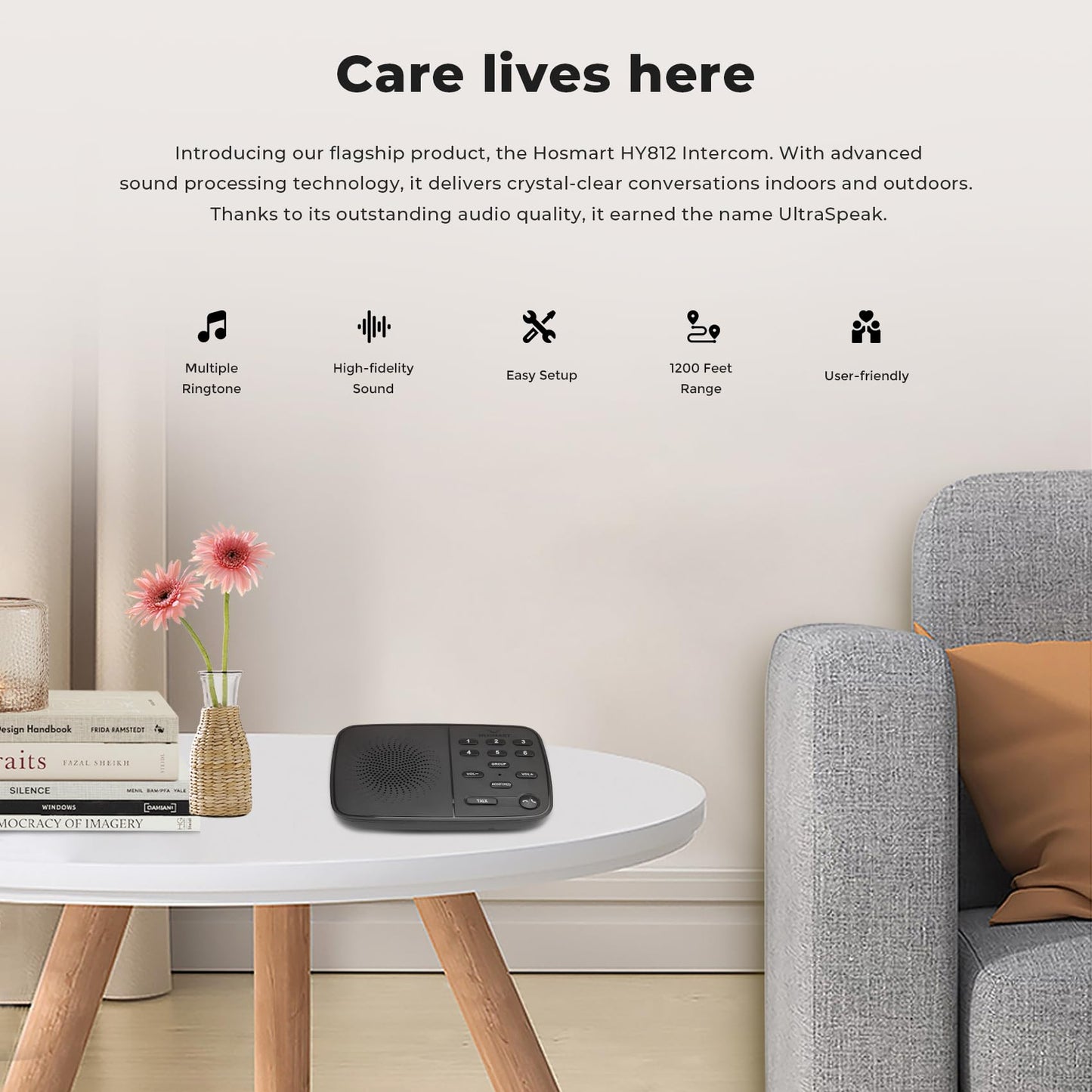 Hosmart UltraSpeak Pro Intercoms Wireless for Home, 2024 Two-Way Real-time Intercom Full Duplex Wireless Intercom System for Home Use, House Intercom System for Business with 1200 Feet Range