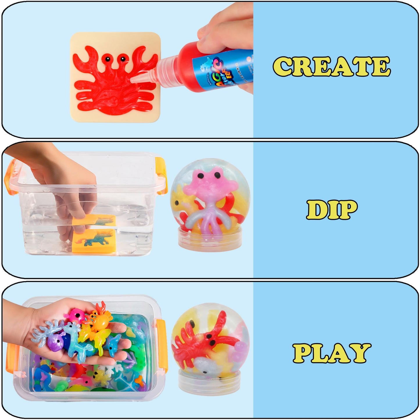 Kidisego Magic Water Elf Toy Kit, 40 Colors Aqua Fairy Water Gel Kit for Kids, Aqua Fairy kit with 24 Molds, Crate Your Own Magic Elf Kits Water Pets Craft Kits for Kids