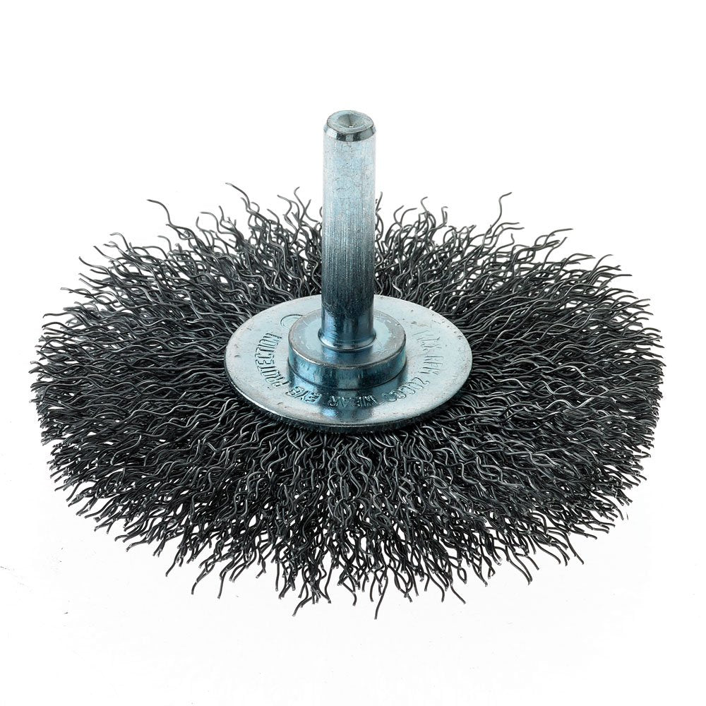 Mercer Industries 182040B - 3" x 1/4" Shank Crimped Wire Wheels, .014 Carbon Steel Wire (20 pack)