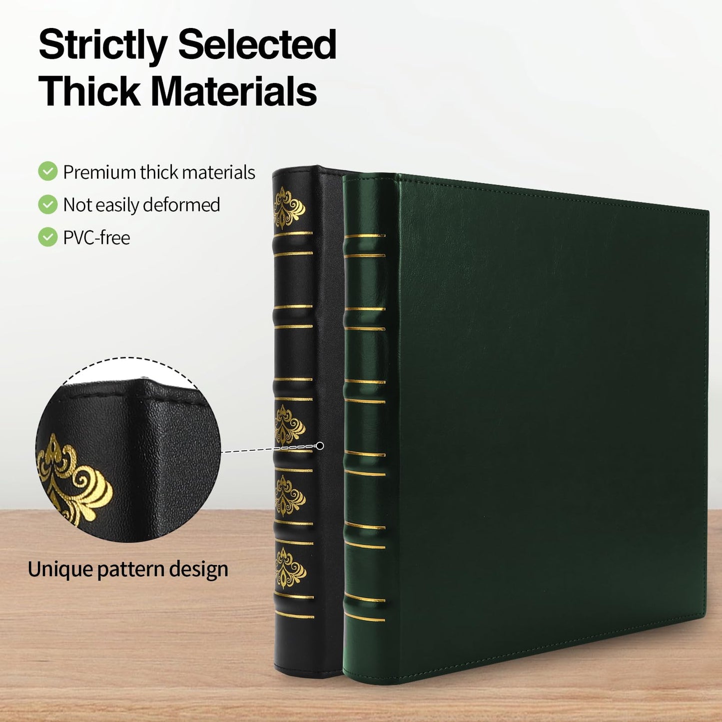 LETVPVOW 2 Pcs Vintage Hardback 3 Ring Binder 1 Inch, Professional Leather Binder 3 Ring, Three Ring Binders Fits 8.5 x 11, D Ring Binders for Home, School and Office- (1 Black and 1 Dark Green)