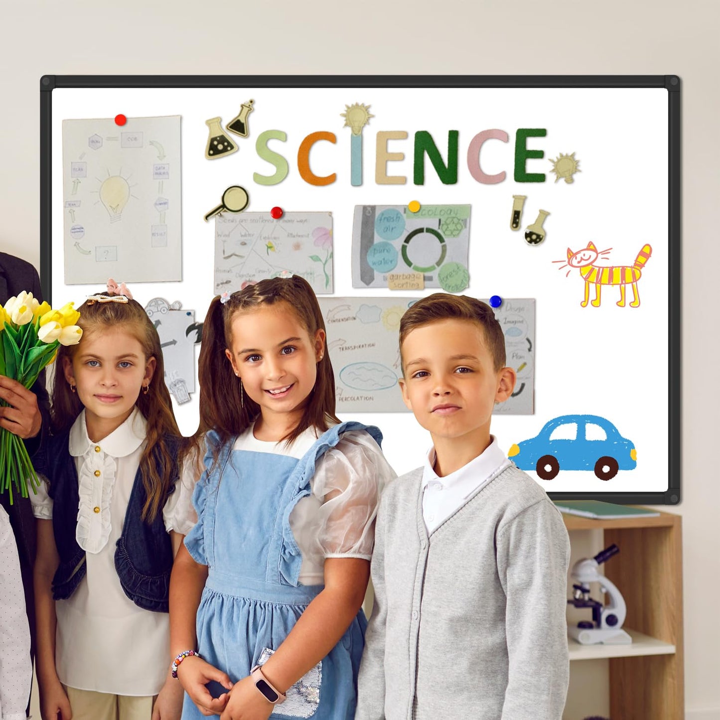 XBoard Magnetic Whiteboard 48 x 31 Inches, Dry Erase Board with Black Aluminum Frame