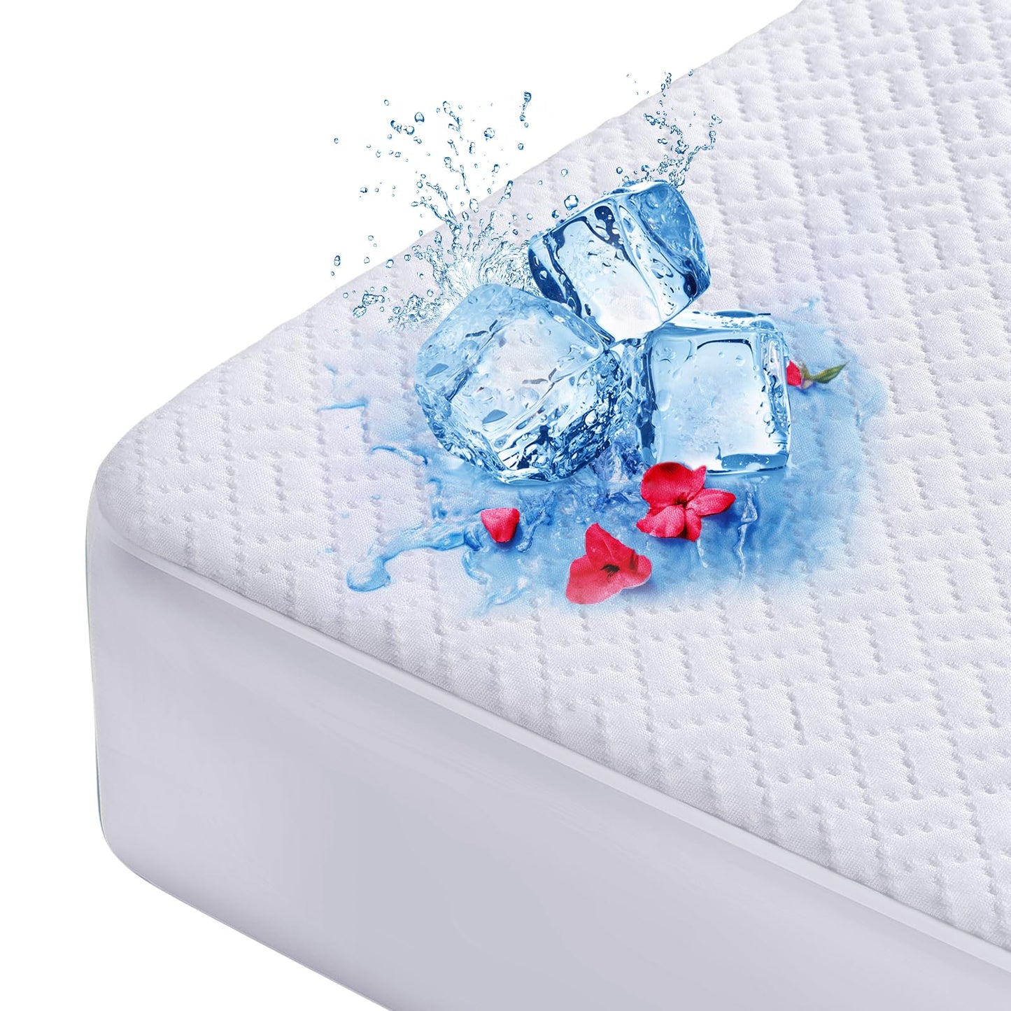 Cooling Waterproof Mattress Protector King Size, Mattress Cover 3D Air Fabric Mattress Pad Cover Smooth Soft Breathable Noiseless, 8''-21'' Deep Pocket