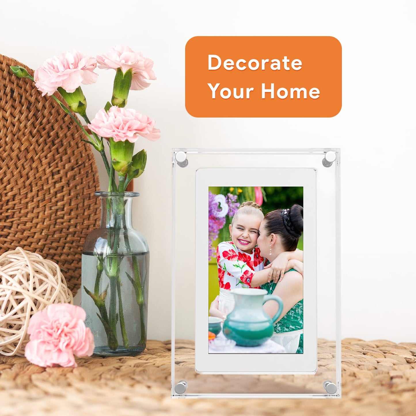 5 Inch Acrylic Picture Frame with 2GB Memory and 1000mAh Built-in Battery That Plays Slideshow Motion Video Frameo with Sound, Perfect for Home Decor and Heartfelt Gifts