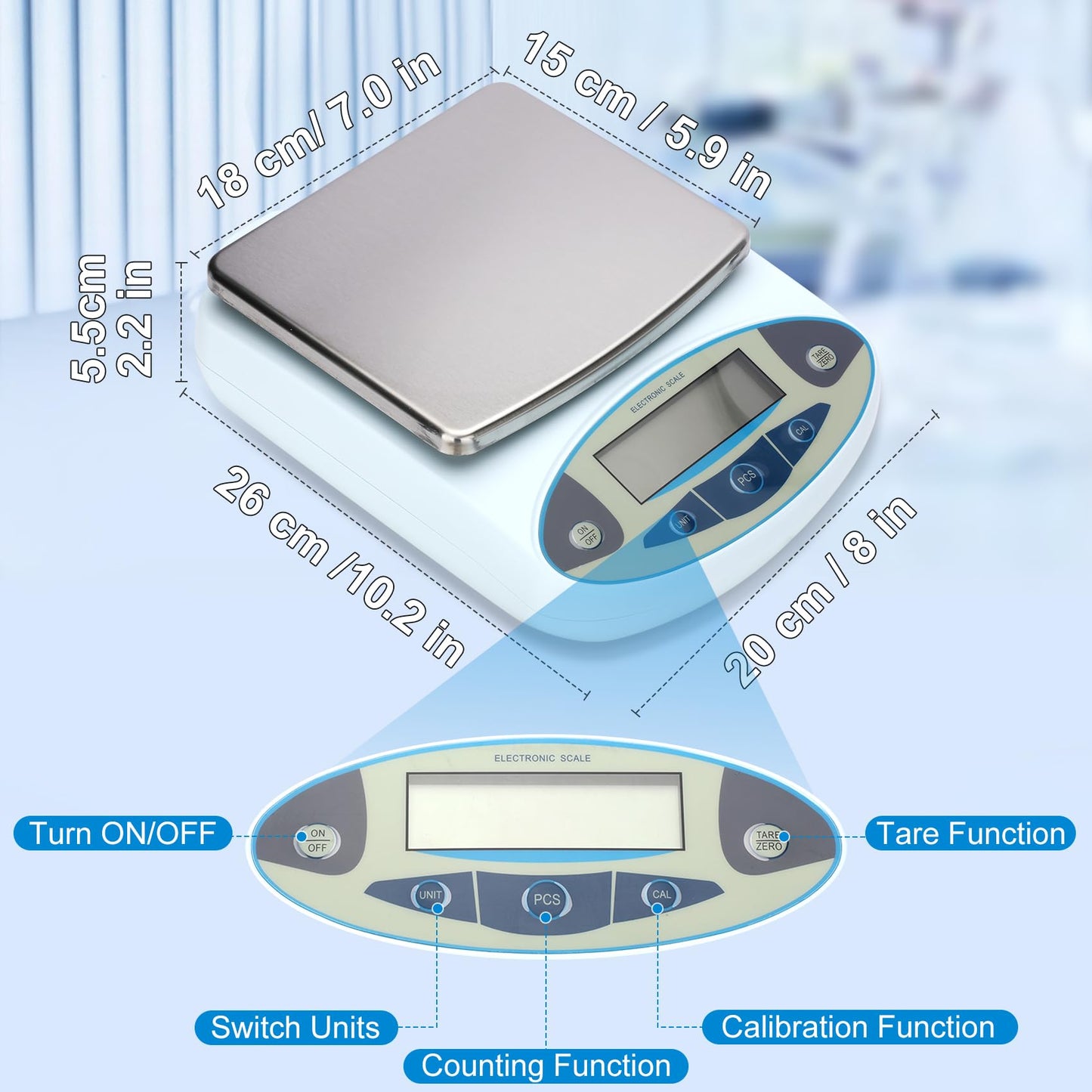 Lab Scale 6000gx0.01g,Analytical Balance 0.01g High Precision Electronic Digital Balance Scale, Scientific Scale Gram Scale Digital Balance for Kitchen Lab Weighing Jewelry Scale