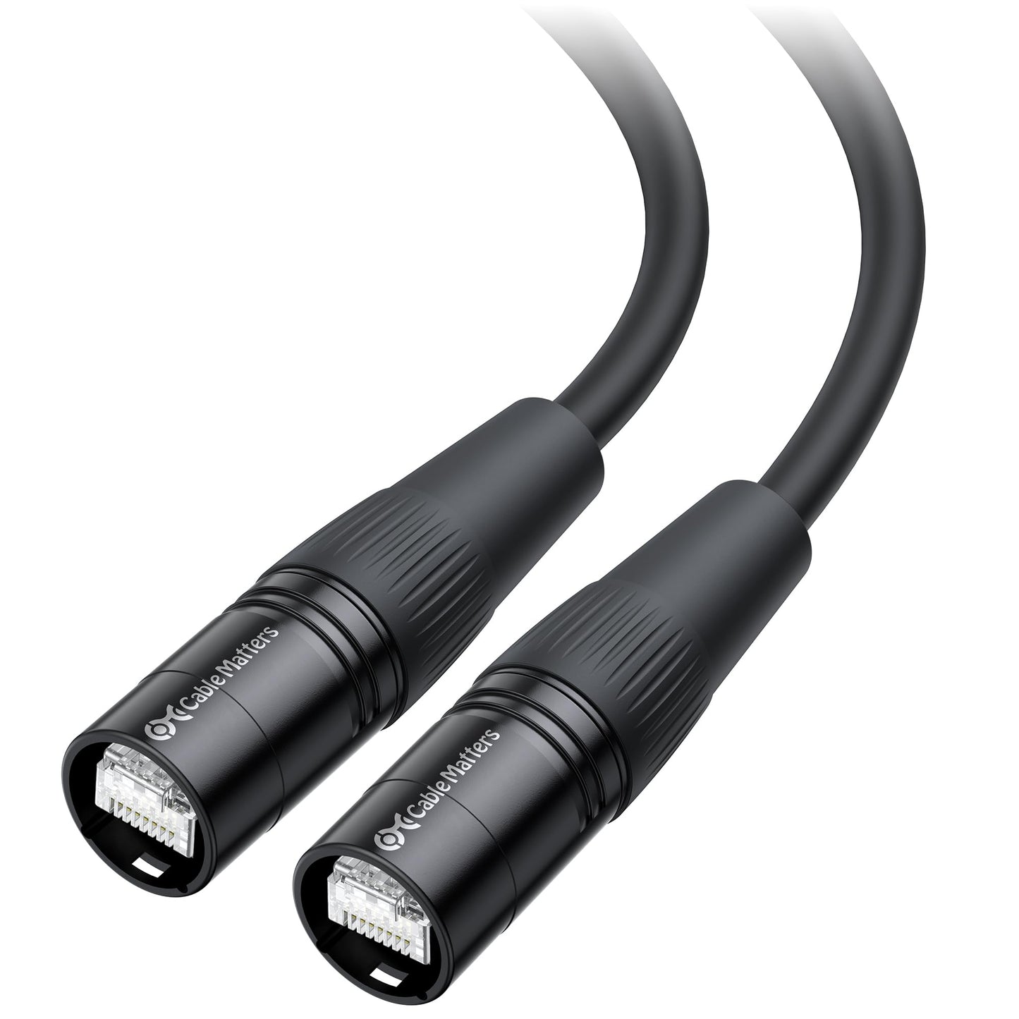 Cable Matters Long Shielded Cat6 Ethernet Cable Compatible with EtherCON RJ45 Connectors in Black - 100 ft for Professional Audio, Video, and Networking Applications