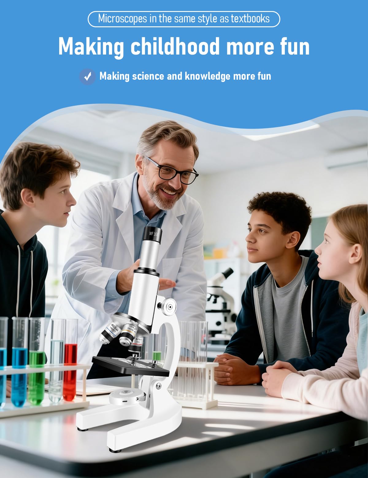 Poothoh Compound Microscope for Adults & Kids - 40X-2000X High-Power Biological Microscope for Students, School Lab & Home Education, with Slides Set & Phone Adapter