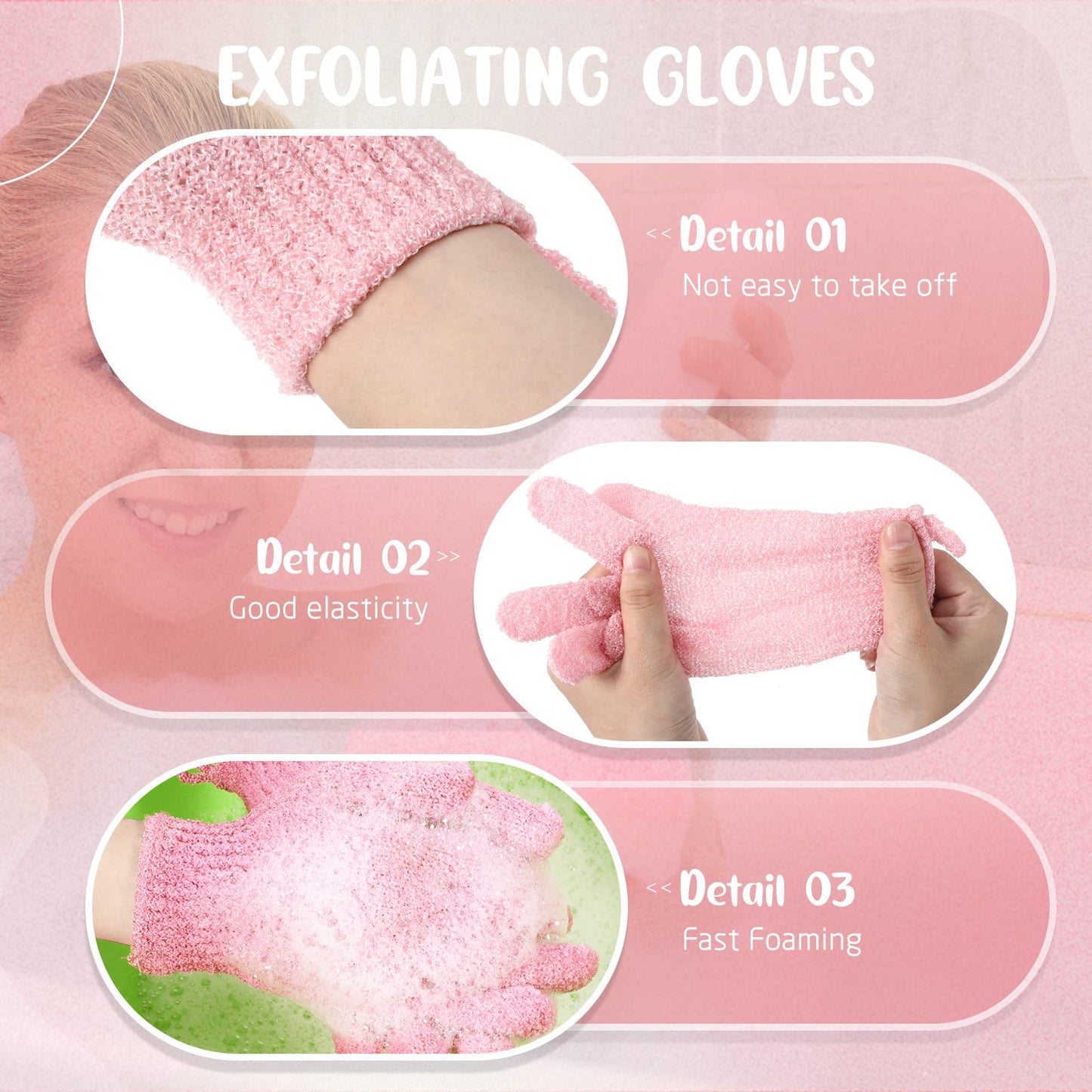 Didaey 104 Pcs Exfoliating Glove Bulk Shower Gloves with Hanging Loop Exfoliating Body Scrubber Dead Skin Remover for Body Bath Beauty Spa Massage Scrubs Men Women Bathing(Multicolor)
