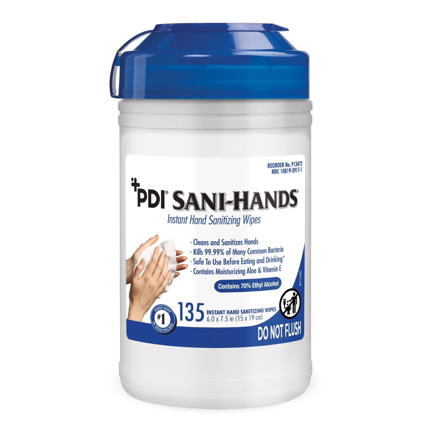 Sani-Hands Instant Hand Sanitizing Wipes - Ethyl Alcohol Wipes with Aloe, Vitamin E - Sanitizer Wipe for Travel, Home, Outdoor - Medium Canister, 6 in. x 7.5 in., 135 Wipes, 12 Packs, 1620 Total