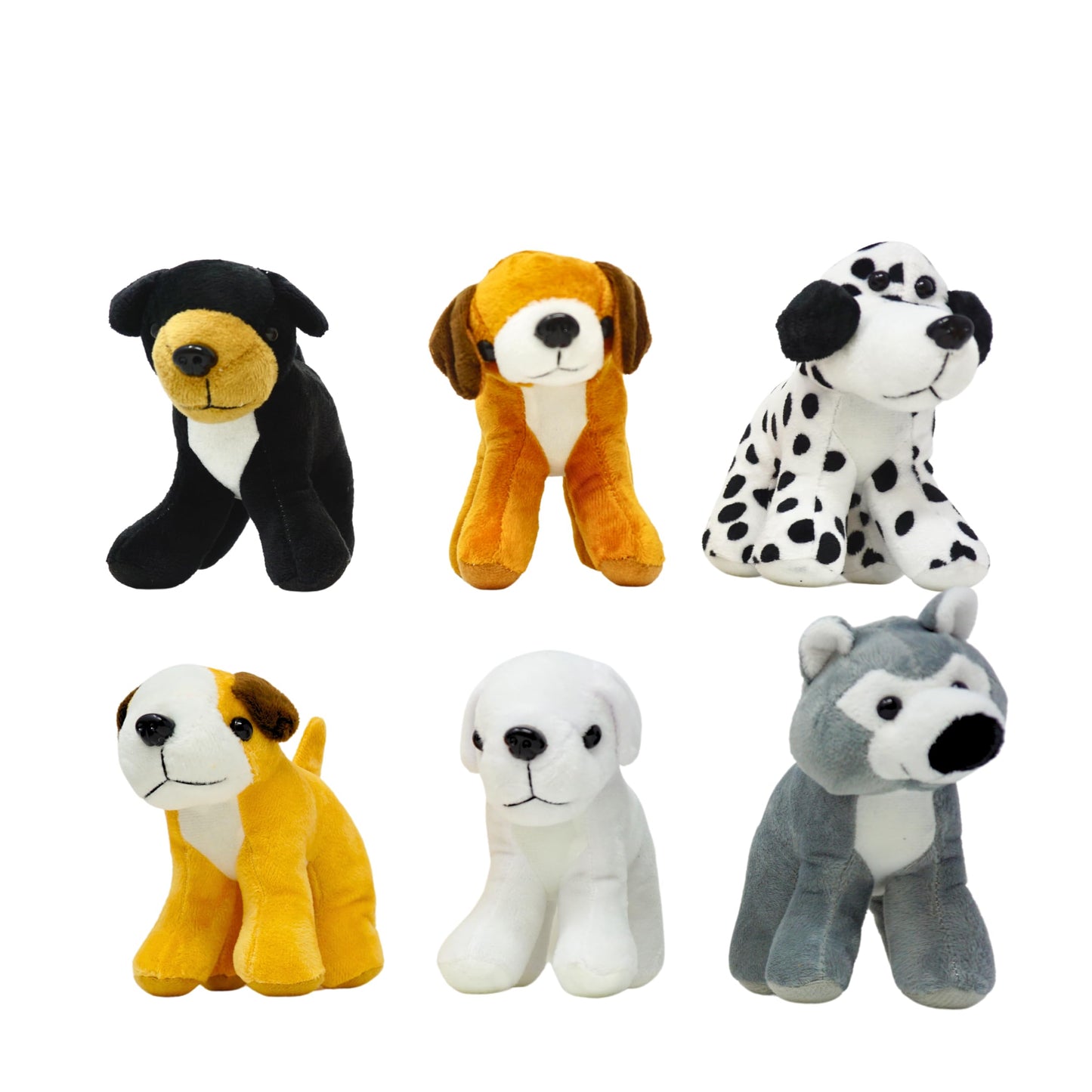 Plush Dogs Animals (12 Pack) Assorted Stuffed Puppies - 5 Inches, Small Plushed Animals, 6 Designs - For Birthday Party Favors Gifts for Kids By 4E's Novelty