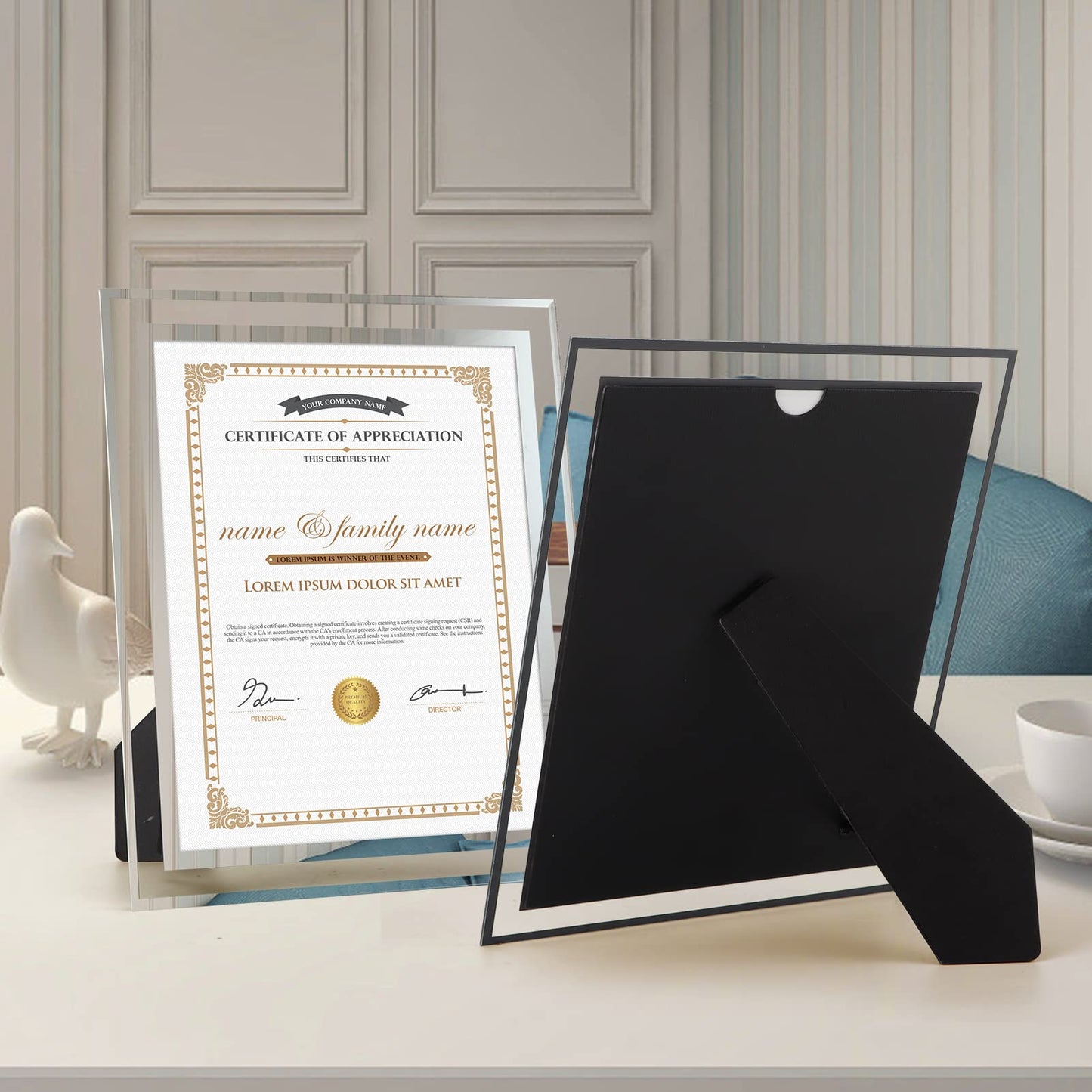 Hoikwo 8.5 by 11 Picture Frames, 10 Pack 8.5x11 Glass Picture Frames – For Small Business Licenses, School Certificates, Family Awards & Office Diplomas, Tabletop Display Only – Vertical or Horizontal