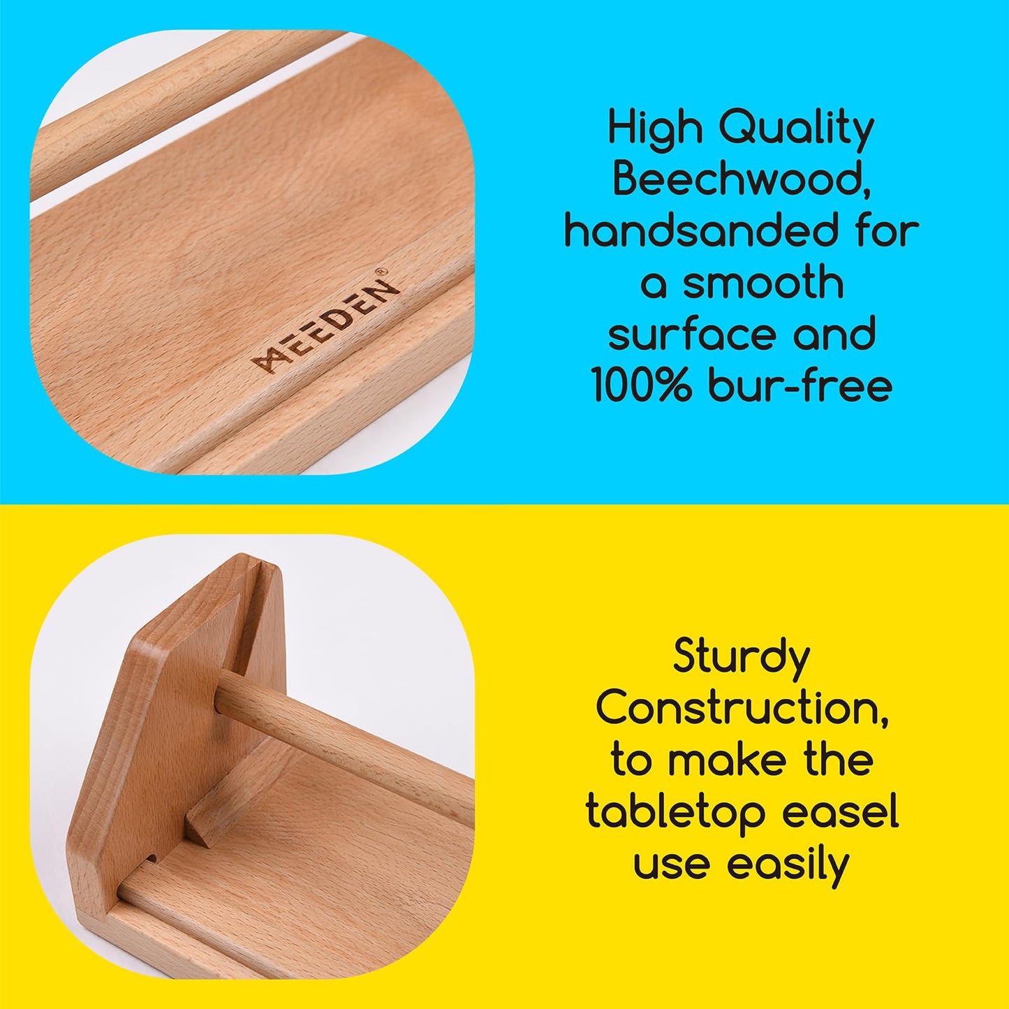 MEEDEN Wooden Tabletop Paper Roll Dispenser - Solid Beech Wood Easel with 3 Paper Rolls (12" x 75ft) - Portable Art Easel Kids for Entertain, Doodle and Play