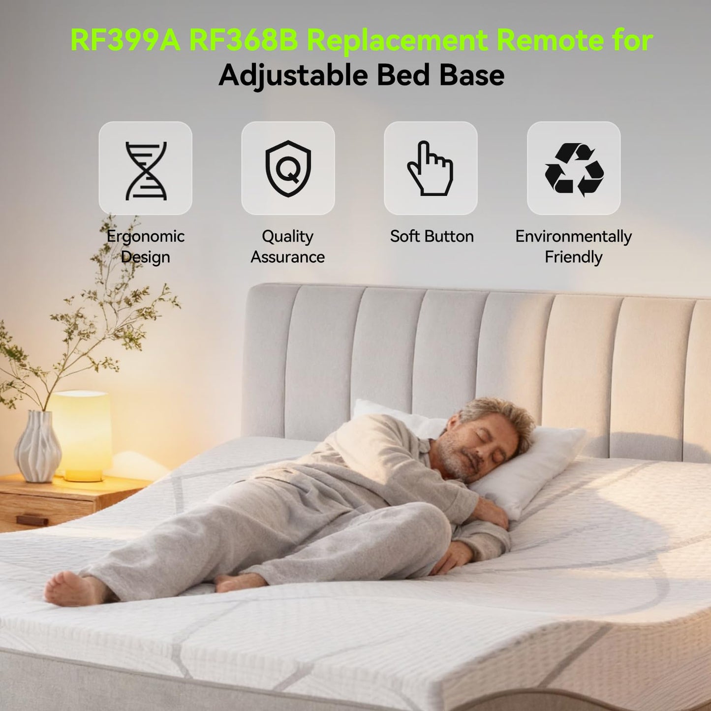 PZL RF399A RF368B Replacement Adjustable Bed Remote Control for Sealy Ease 2.0/3.0/4.0 Tempur-Ergo Adjustable Bed JLDK.30.03.20
