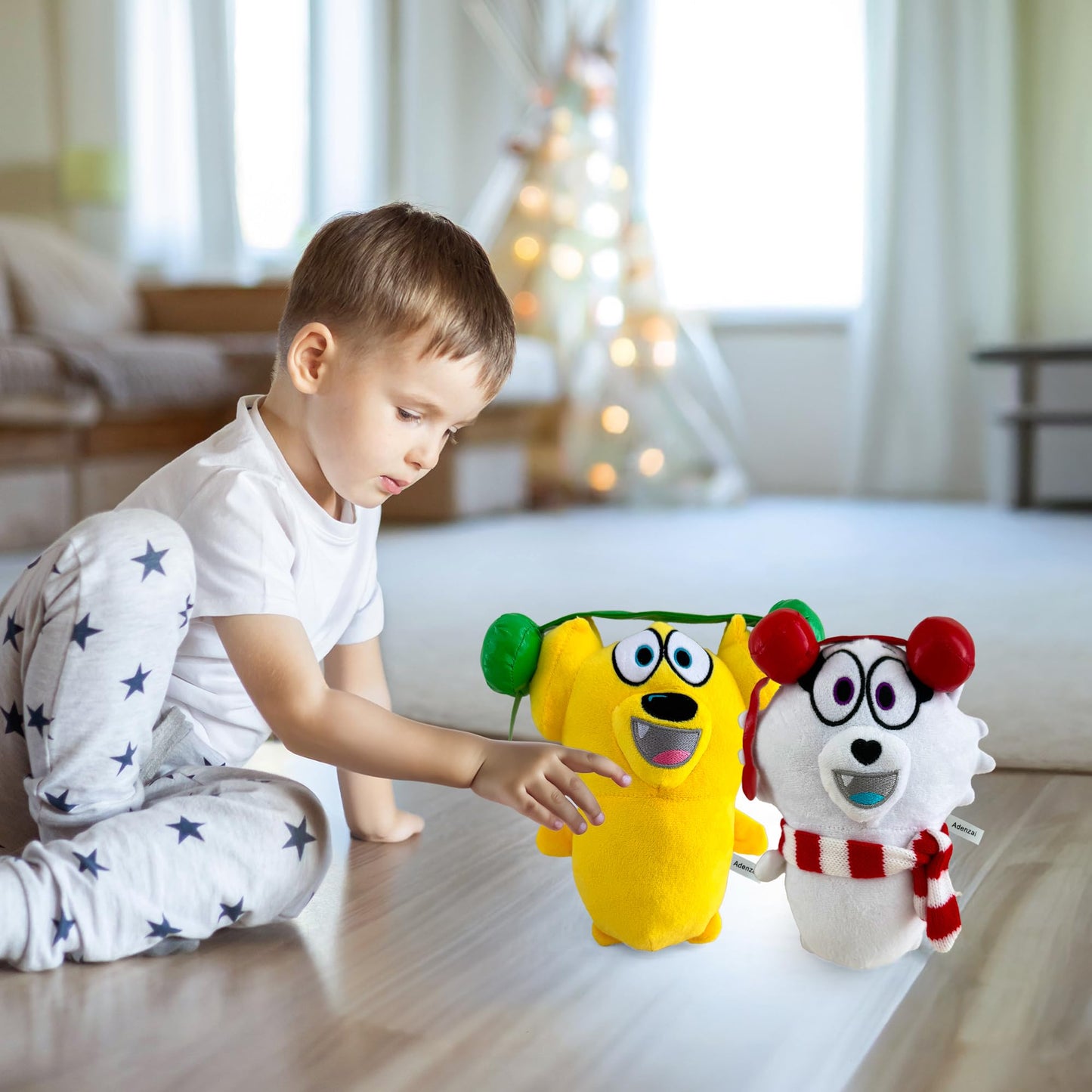 Adenzai Tyler and Snowi Snuggle Bundle Plush Set – Soft Stuffed Animal Plushies, Tyler and Snowi Plush Toy, Cute Cuddly Character Plush Gift Set for Kids and Fans