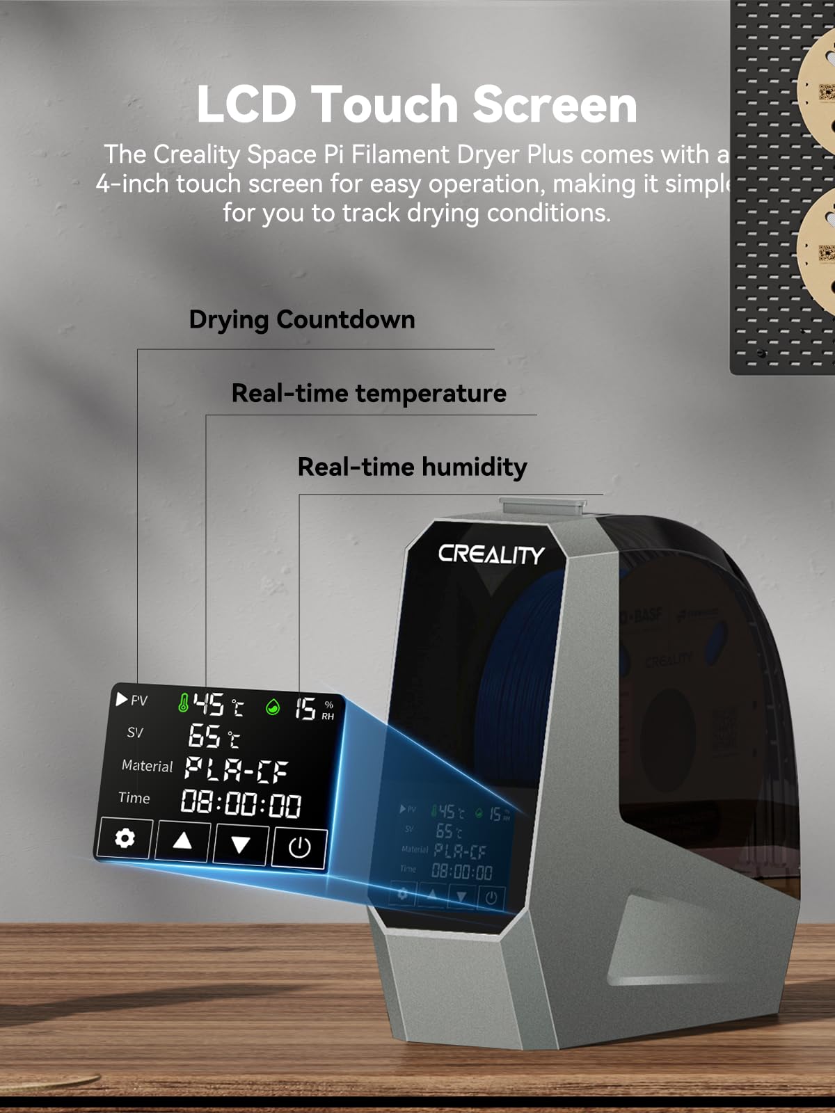 Creality Space Pi Filament Dryer Box, Double 360° Heating with Fan & Touch Screen, 3D Printer Dry Box for PLA PETG ABS TPU Nylon (1.75/2.85/3mm)