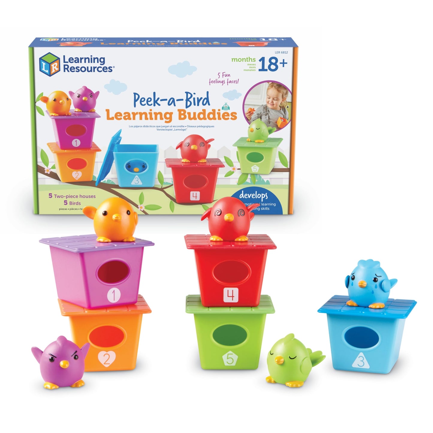 Learning Resources Peek-a-Bird Learning Buddies - 15 Pieces, Age 18 Months+ Toddler Learning Activities, Preschool Toys, Educational Toy for Color Teaching