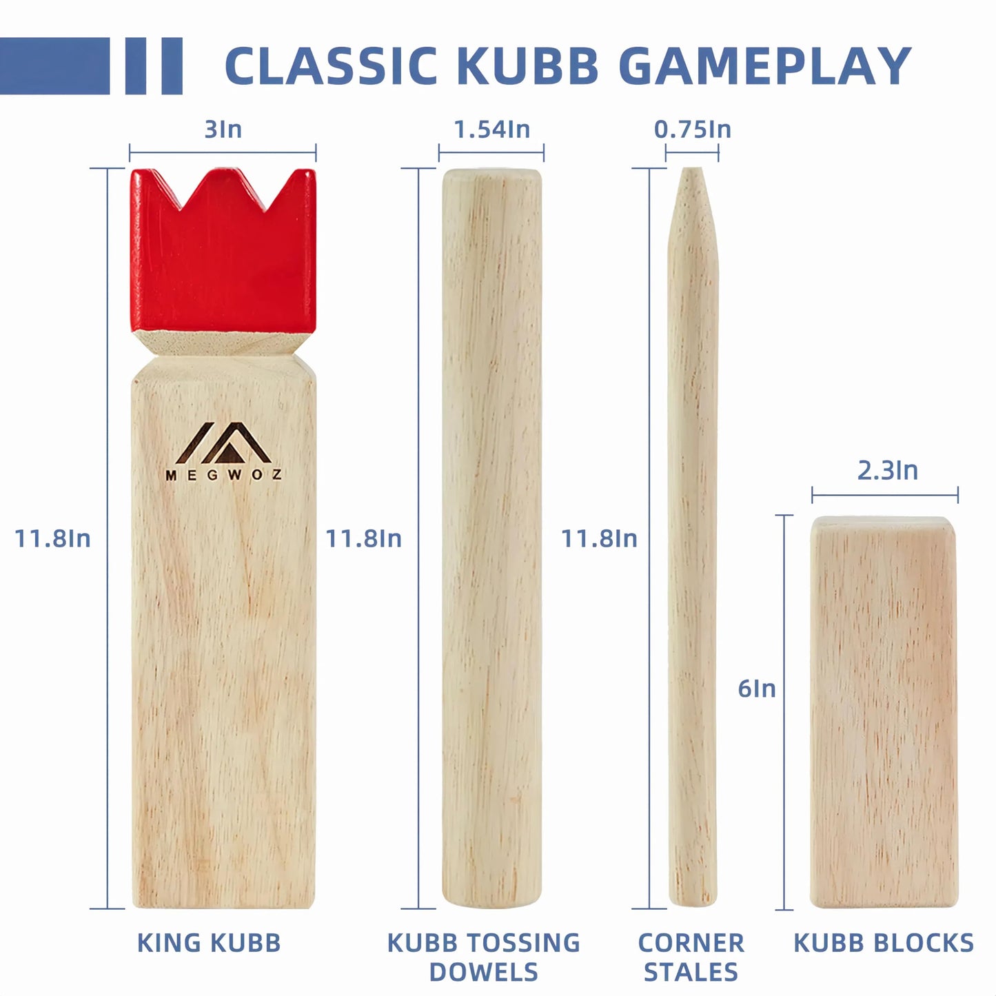 Megwoz Kubb Yard Game Outdoor Games Viking Chess for Kids and Adults New Zealand Pine Wooden Toss Game with Carrying Case, Backyard Lawn Game with Measuring Tape for Family Kids Adults
