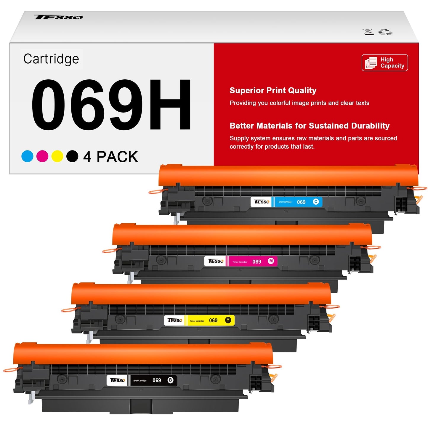 069H Toner - 069 Toner High Capacity Replacement for Canon MF753Cdw Toner Cartridges Work for Canon imageCLASS MF753Cdw MF751Cdw LBP674Cdw Printer | 4 Pack Ink for Canon 069 Toner Cartridge Set