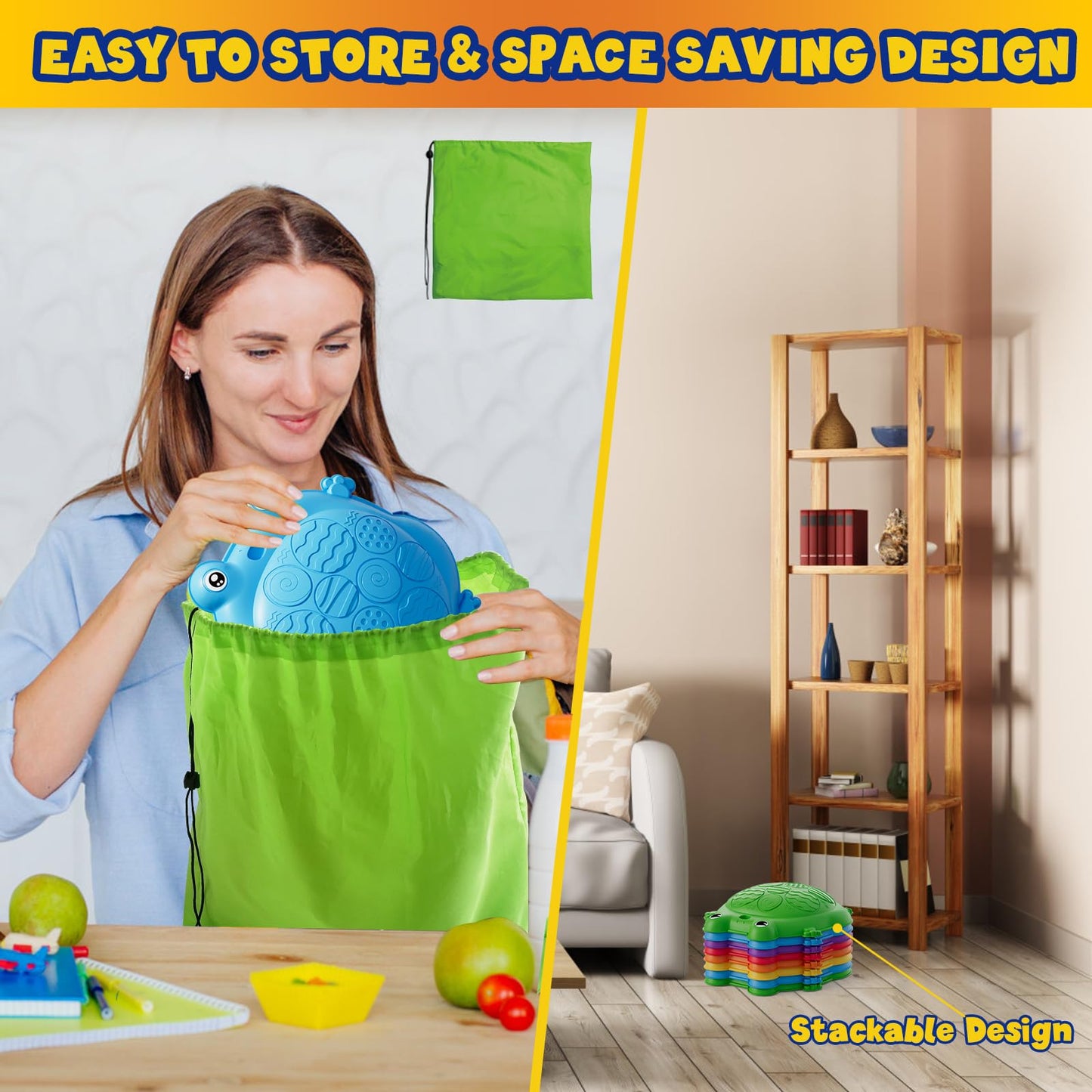 HYES Stepping Stones for Kids, 8PCS Non-Slip Toddler Balance Steps Stones, Obstacle Courses Sensory Toys, Coordination Game Gift for Boys Girls Indoor Outdoor Play