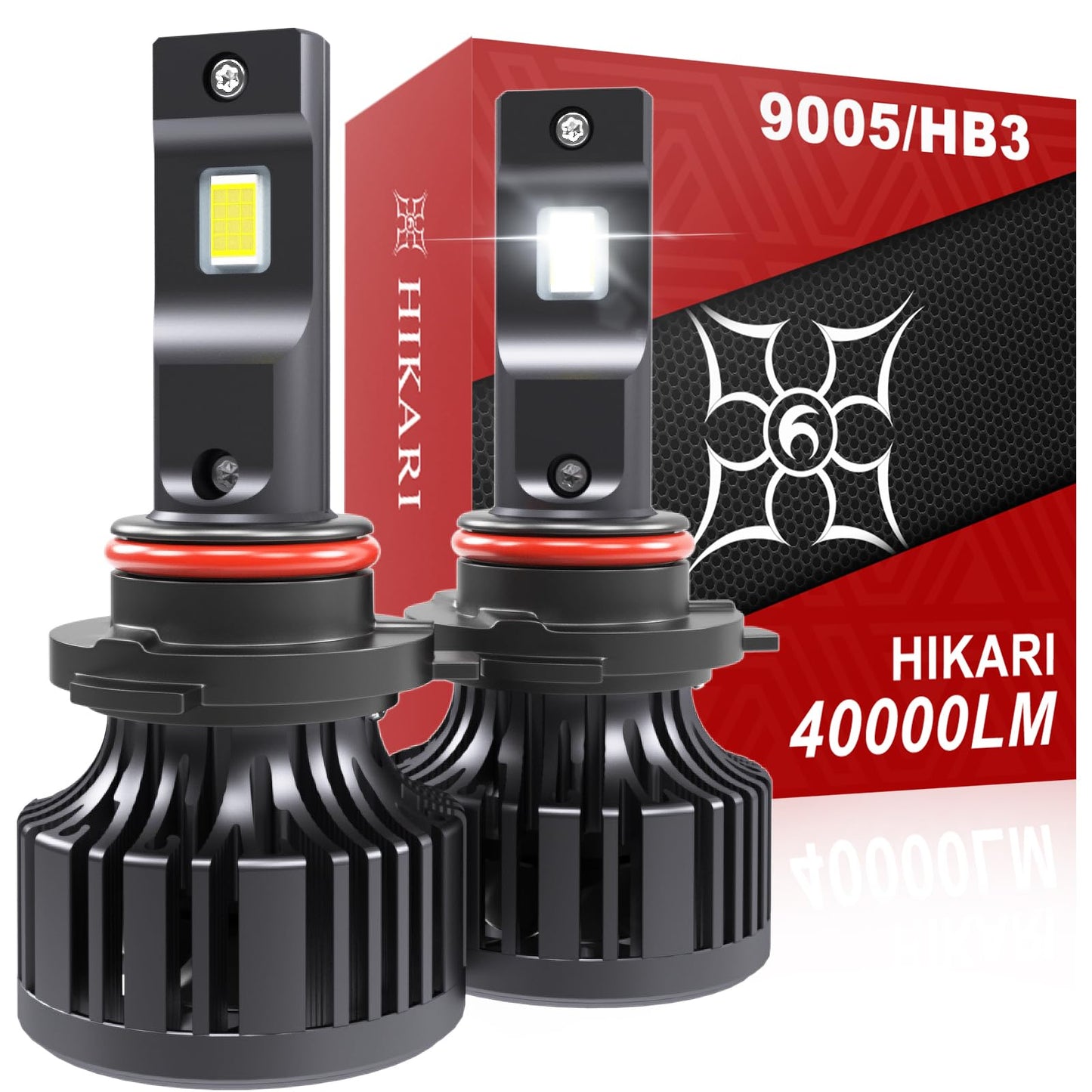HIKARI WINGS 2026 40000LM 9005 HB3 LED Bulbs, 45W Upgraded Core Chips, High Lumens LED Kit, 6000k Cool White, IP68 Waterproof, Halogen Upgrade Replacement, 9145 9140 H10 Foglight