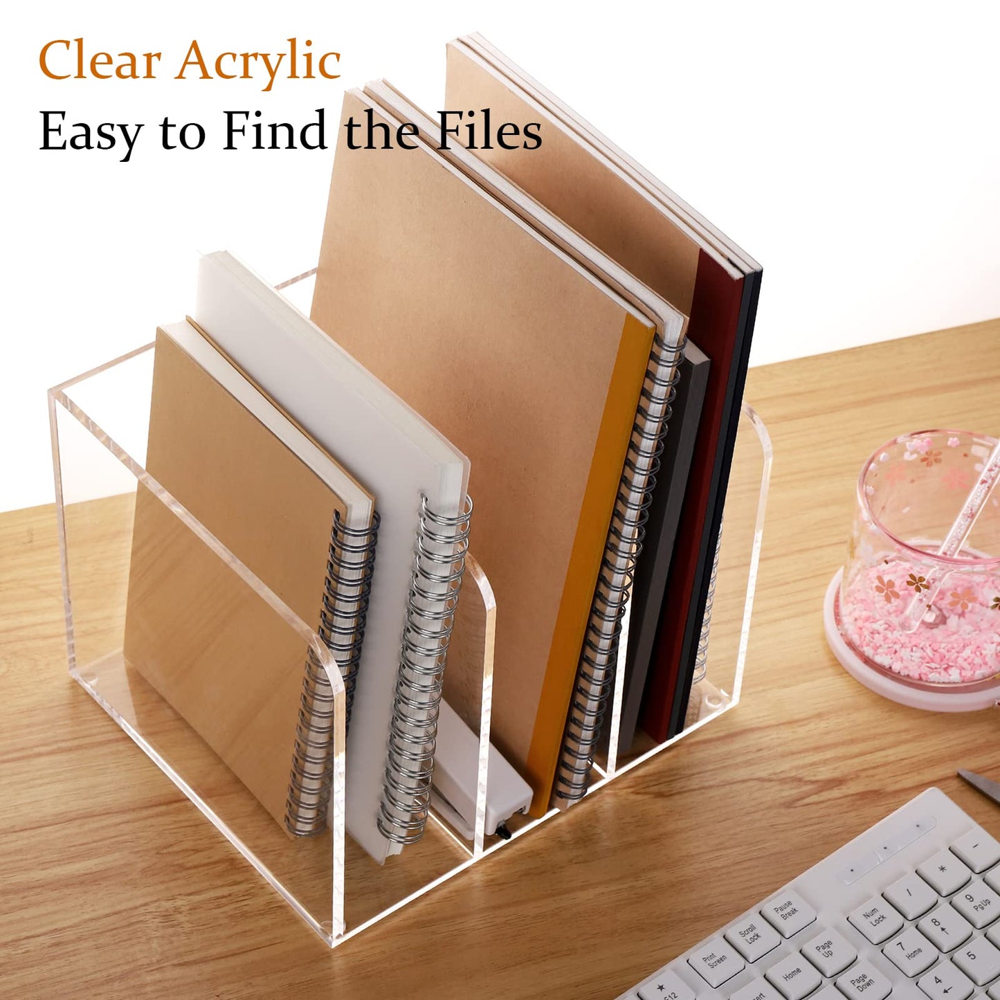 Magazine Holder, Clear Acrylic Magazine Rack, File Organizer for Office Desk, Book Organizer,-One-Piece-3 Vertical spaces,1 pack (B5)……